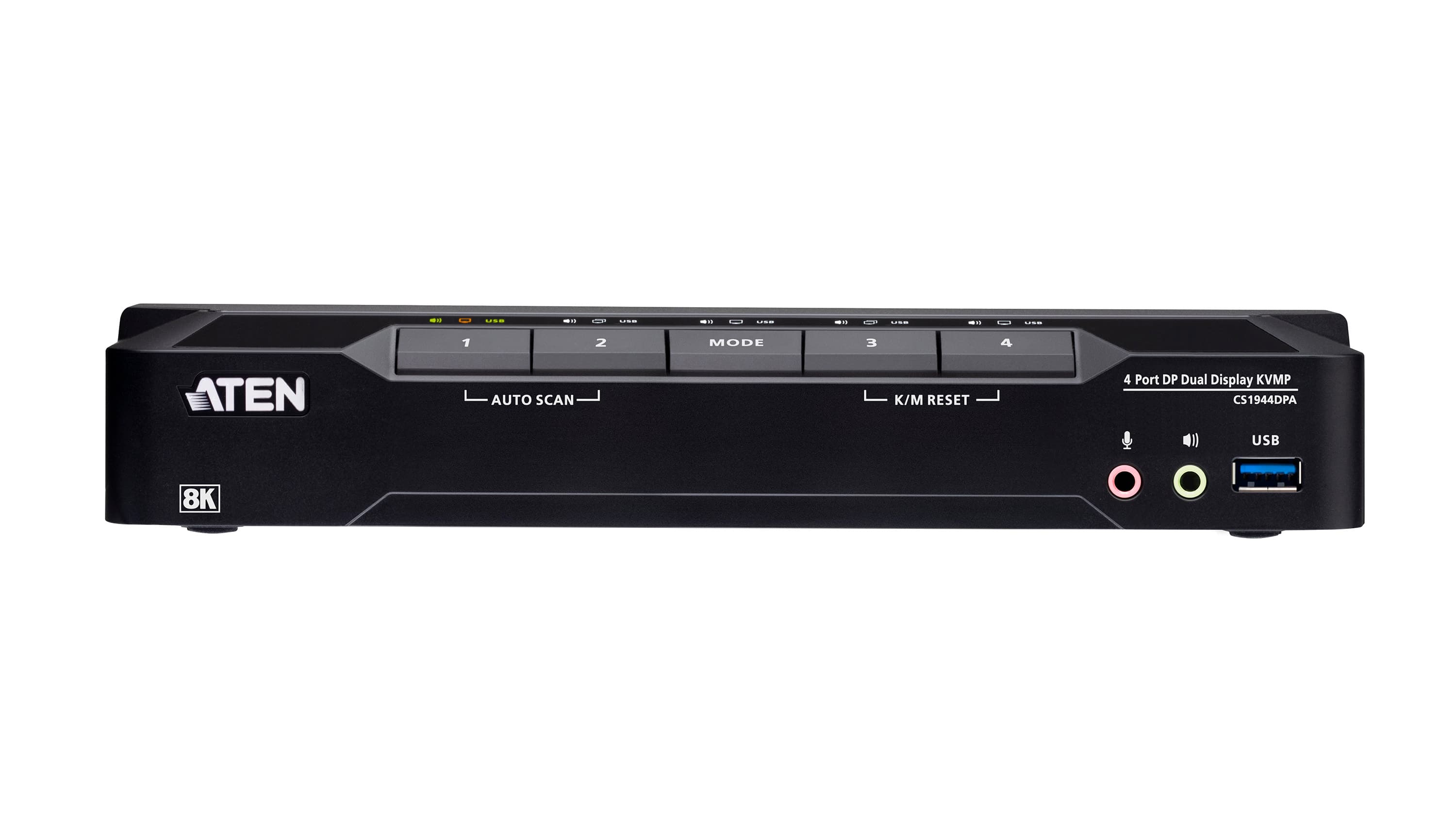 ATEN CS1944DPA 4-Port USB 3.0 8K DisplayPort Dual-Display KVMP™ Switch (Cables included) — additional product view from ATEN (angle not stated by ATEN)