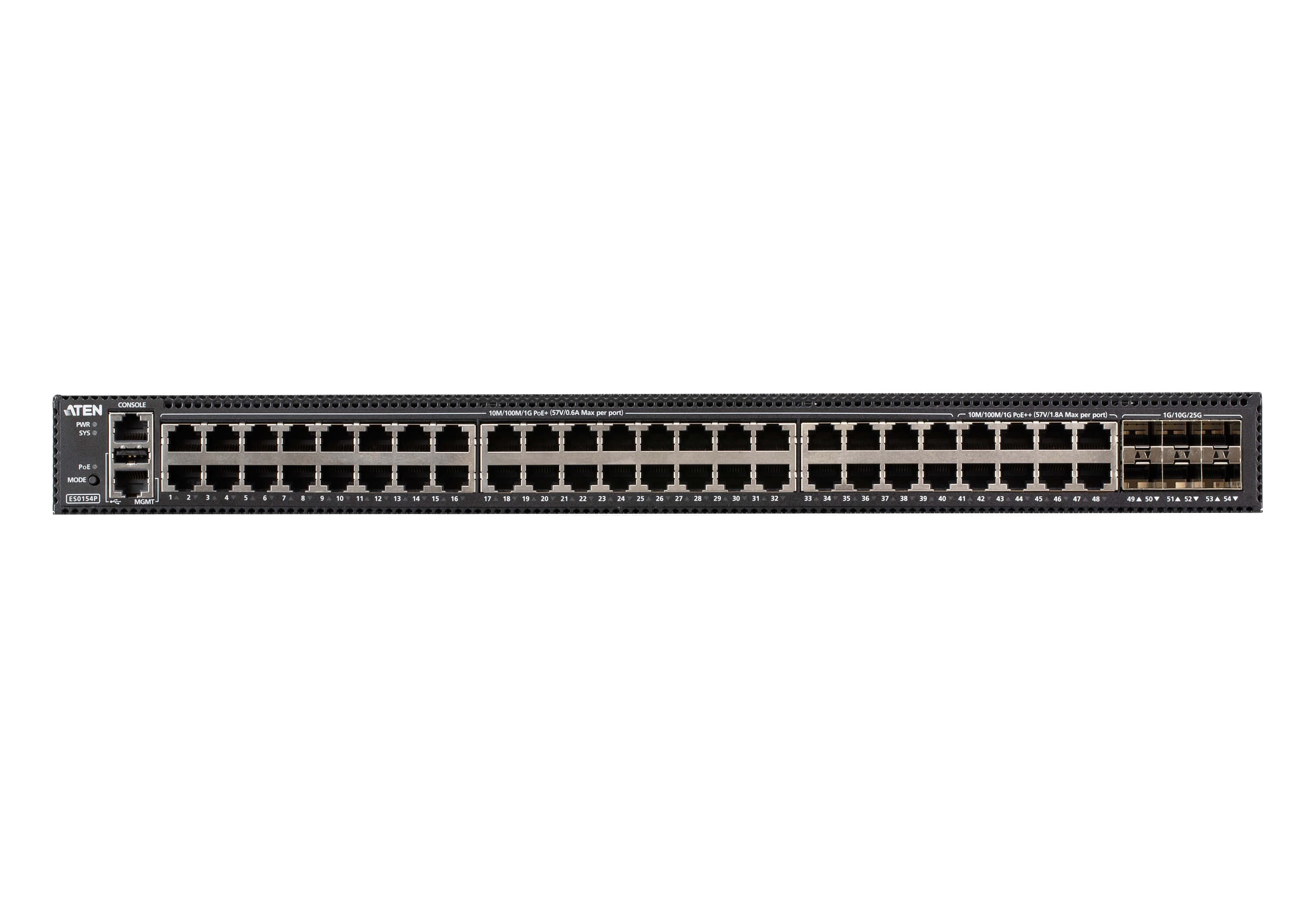 ATEN ES0154P 54-Port Layer 2+ Gigabit Ethernet Managed Switch with PoE — additional product view from ATEN (angle not stated by ATEN)