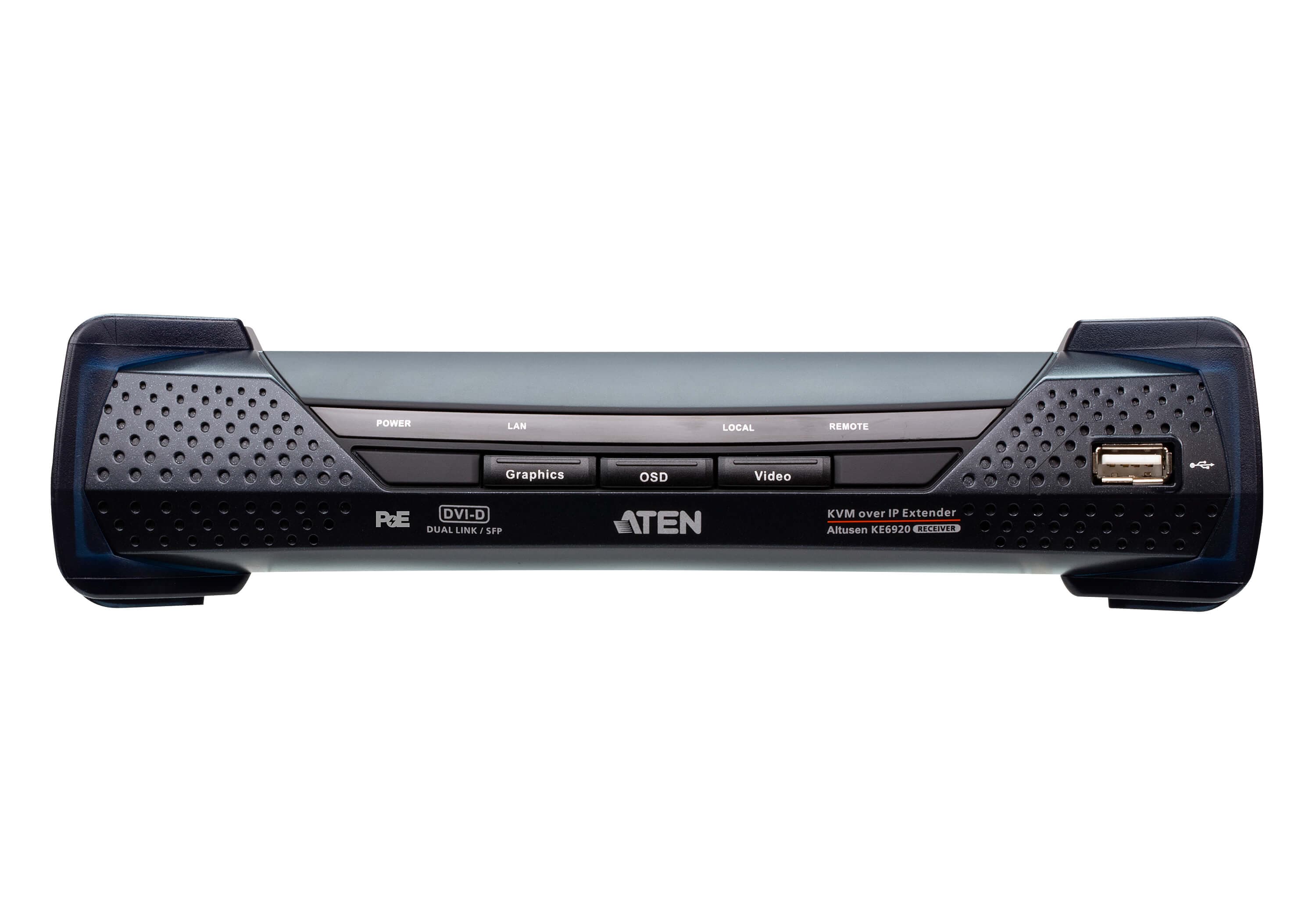 ATEN KE6922R 2K DVI-D Dual-Link KVM over IP Receiver with Dual SFP & PoE — additional product view from ATEN (angle not stated by ATEN)