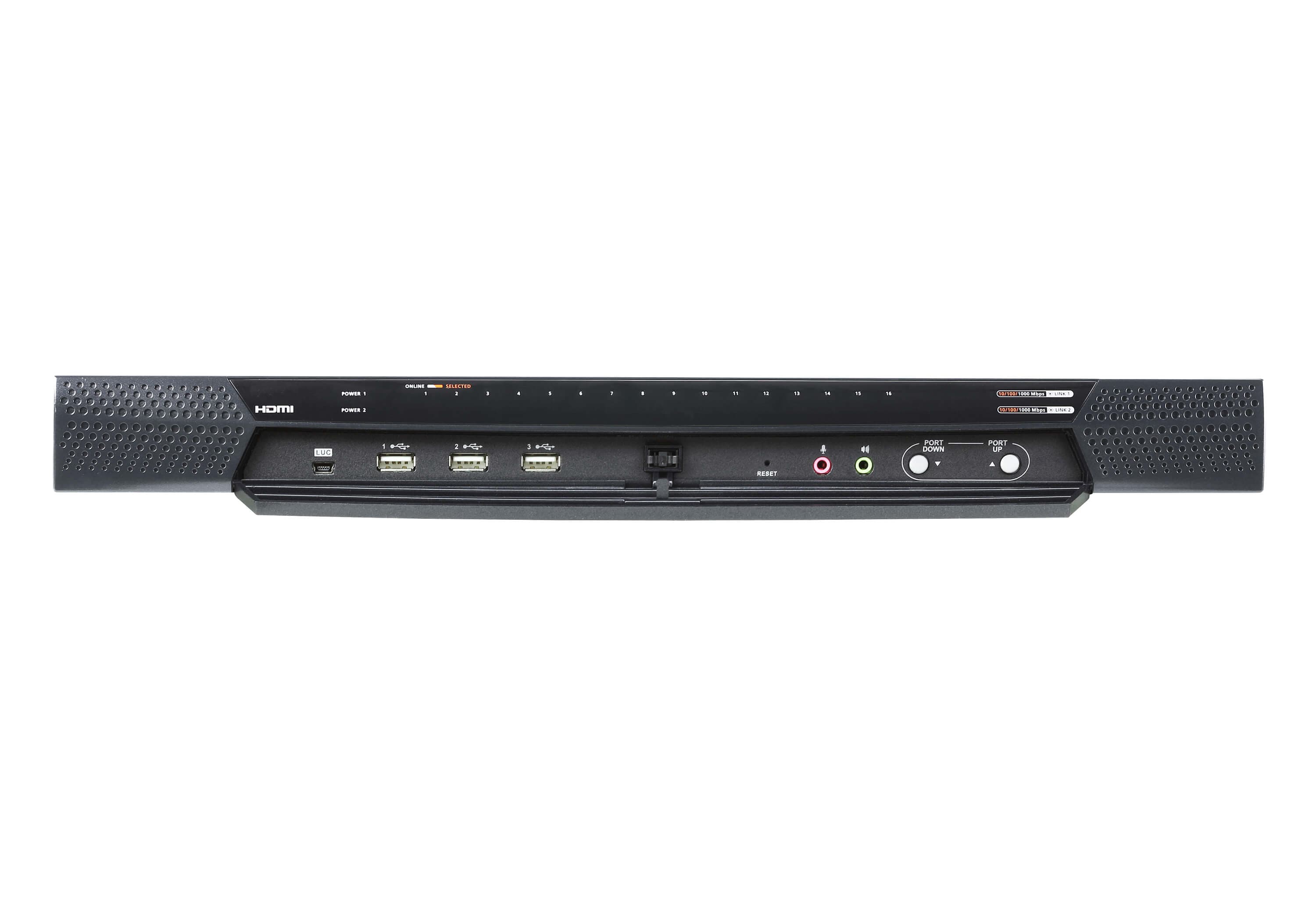 ATEN RCM416VA 1-Local/4-Remote Shared Access 16-Port Multi-Interface Cat 5 KVM over IP Switch - connector panel view