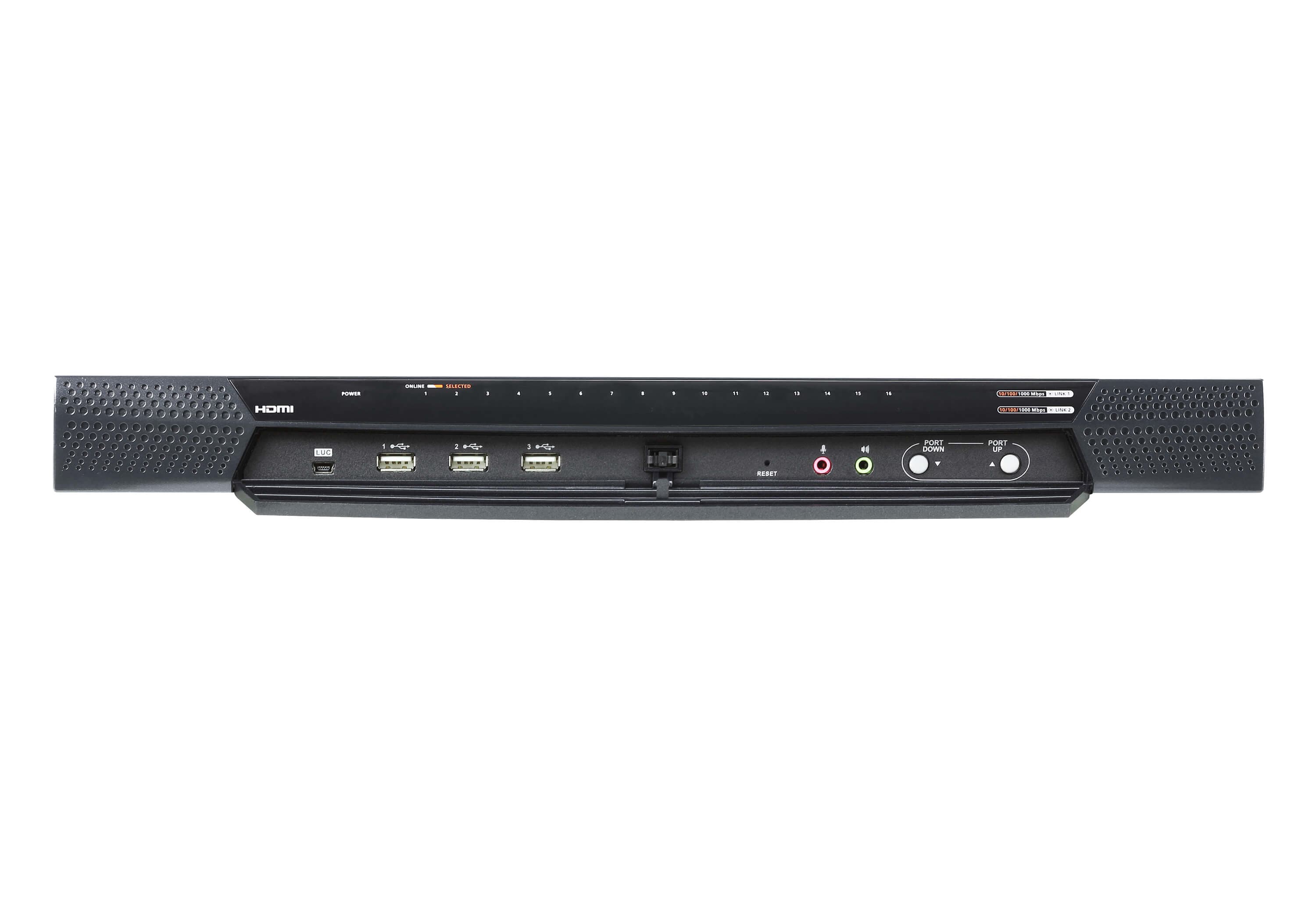 ATEN RCM816A 1-Local/8-Remote Shared Access 16-Port Multi-Interface Cat 5 KVM over IP Switch - connector panel view