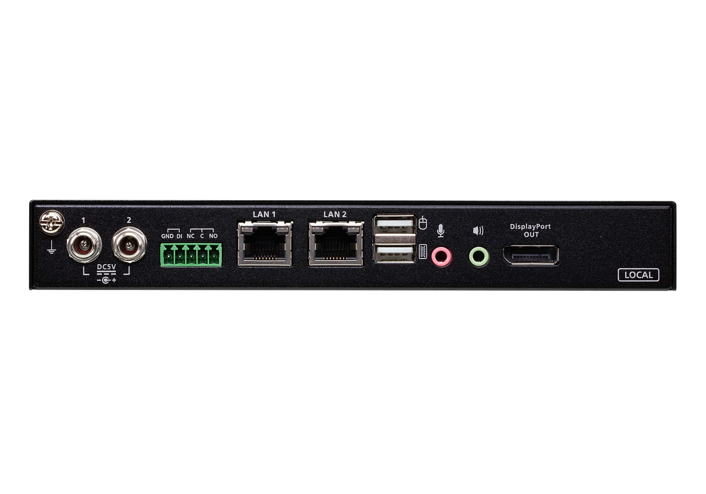 ATEN RCMDP101U 1-Local/Remote Share Access Single Port 4K DisplayPort KVM over IP Switch - connector panel view