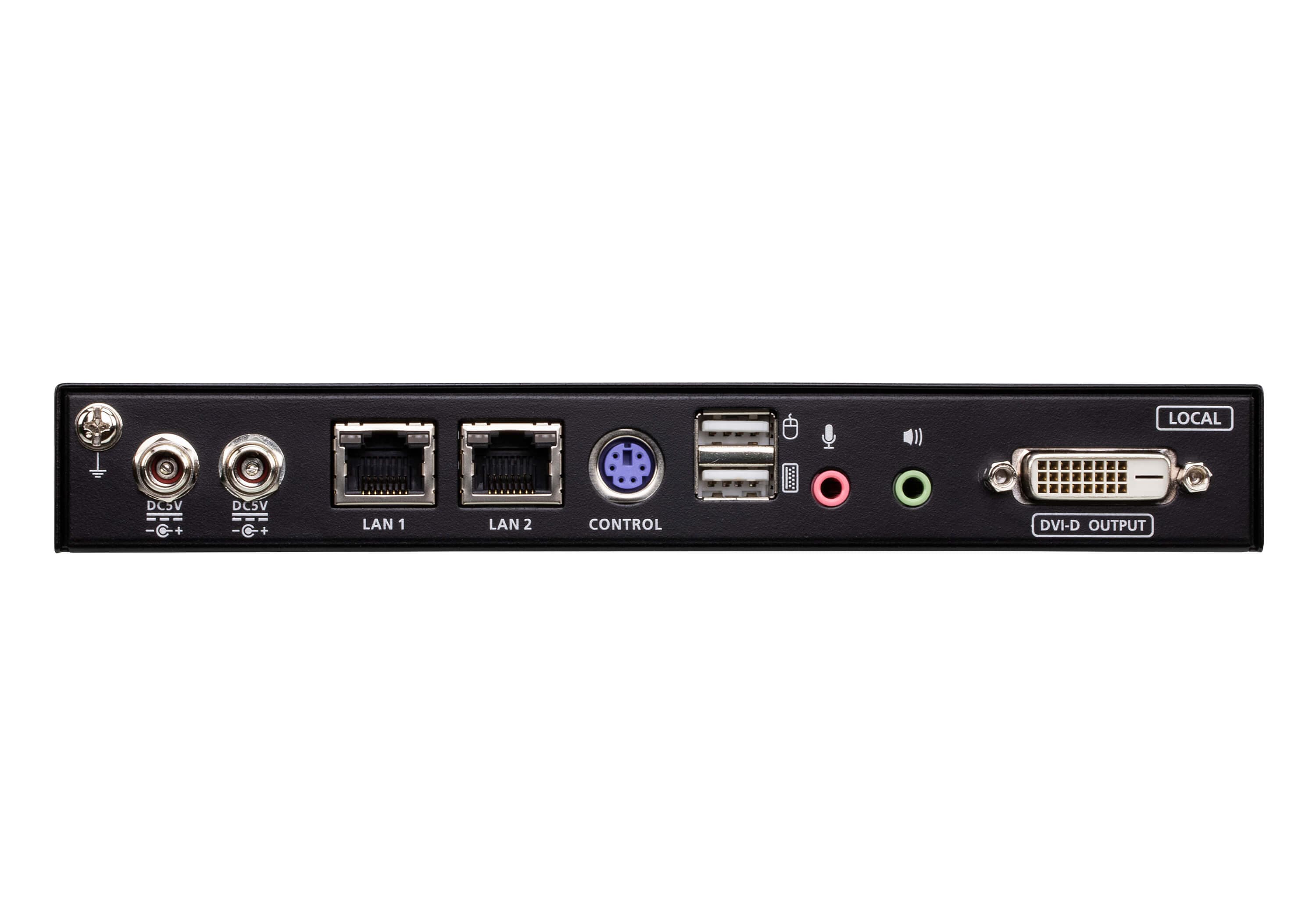 ATEN RCMDVI101 1-Local/Remote Shared Access Single Port DVI KVM over IP Switch - connector panel view