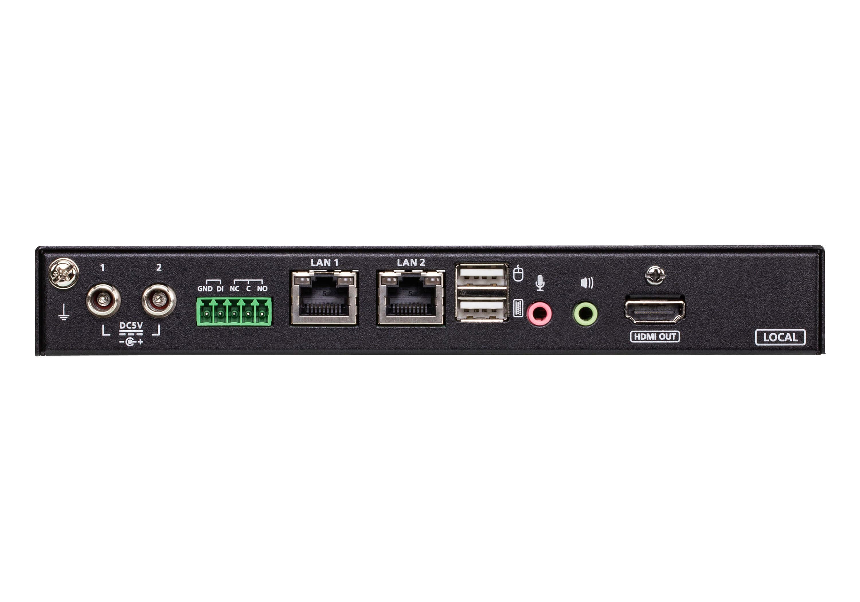 ATEN RCMHD101U 1-Local / Remote Shared Access Single Port 4K HDMI KVM over IP Switch - connector panel view