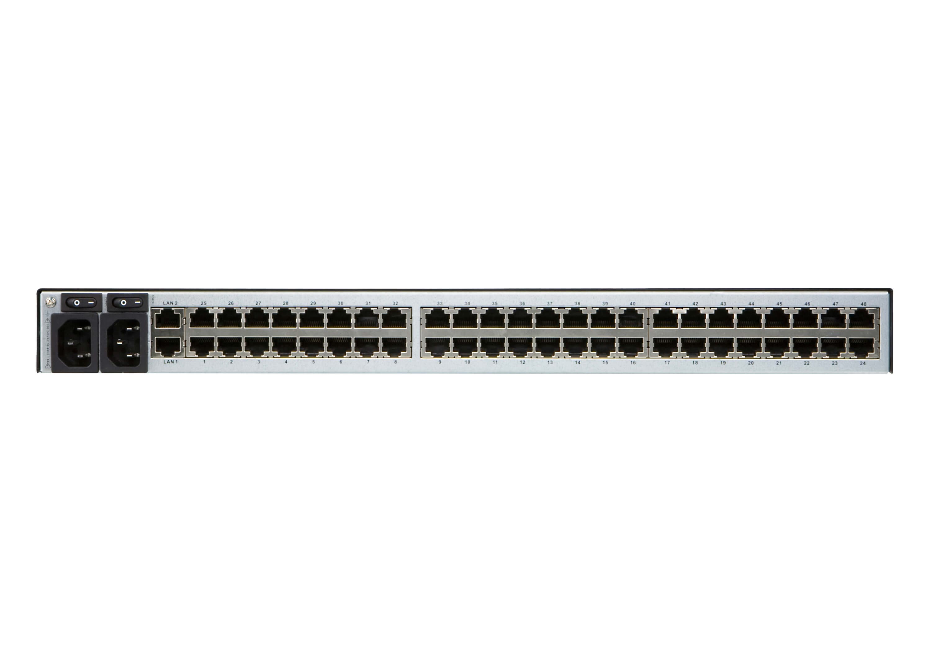ATEN SN0148CO 48-Port Serial Console Server with Dual Power/LAN - connector panel view