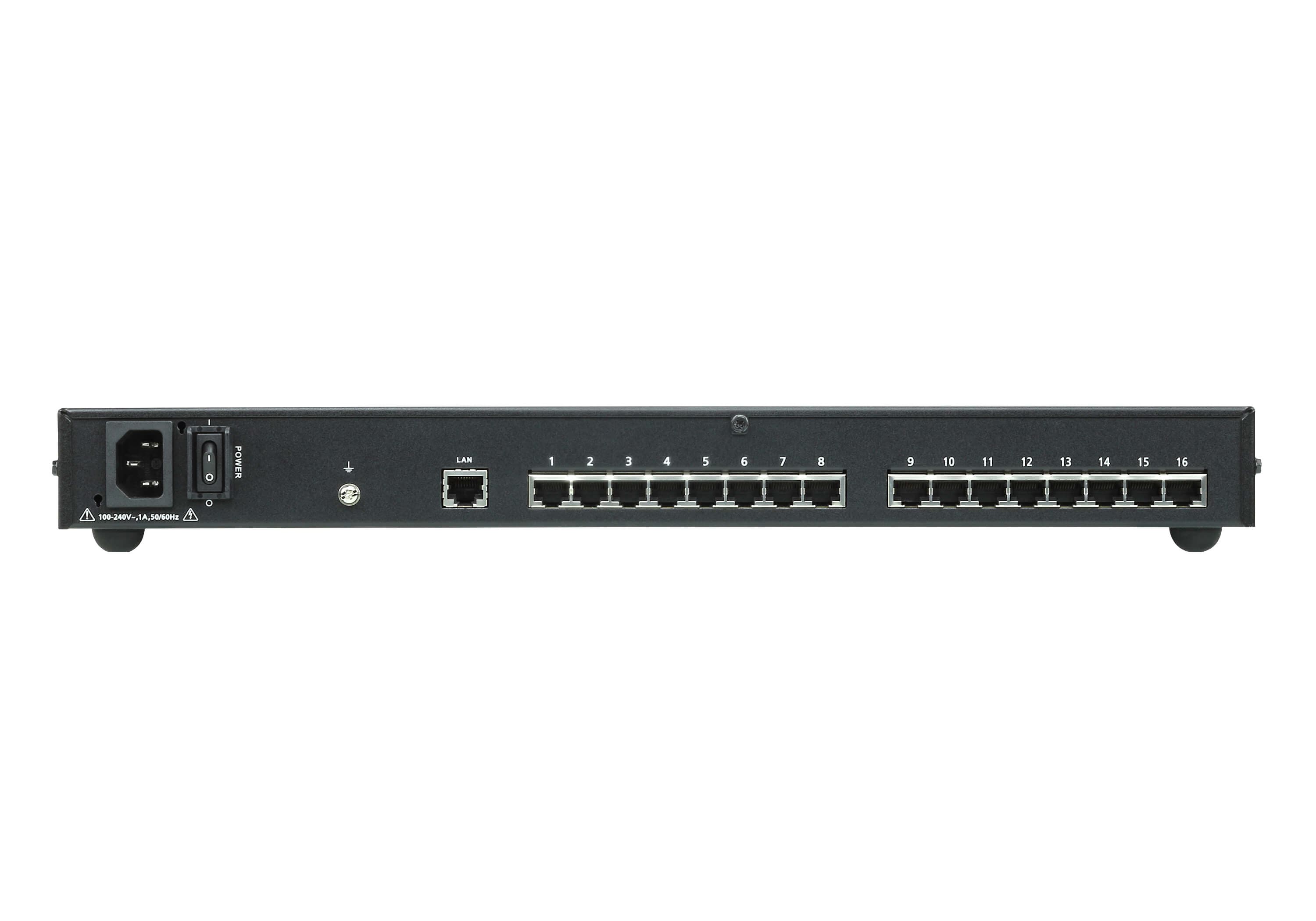 ATEN SN9116CO 16-Port Serial Console Server - connector panel view