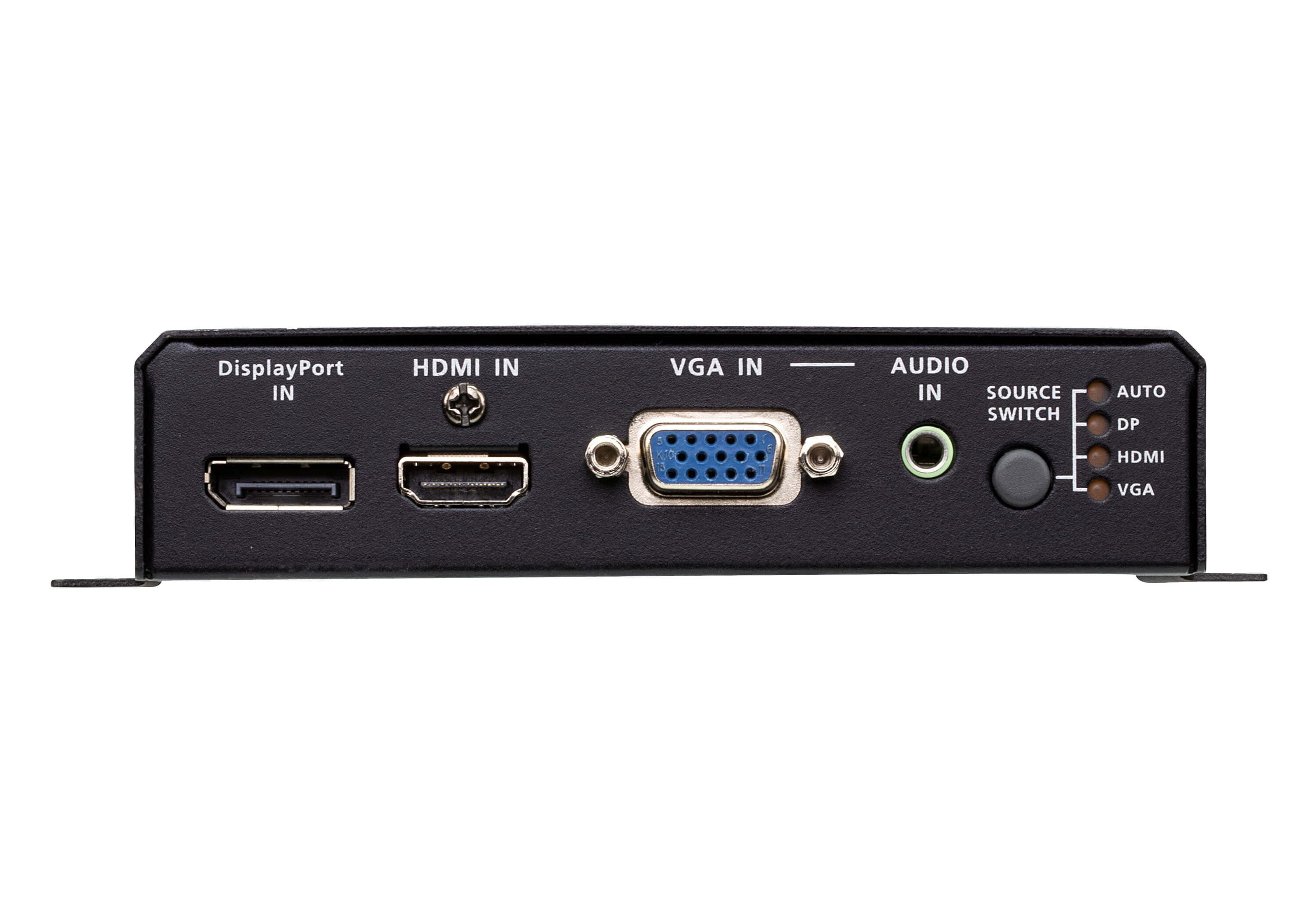 ATEN VE3912T DisplayPort / HDMI / VGA Switch with HDBaseT Transmitter (PoH PD) - connector panel view