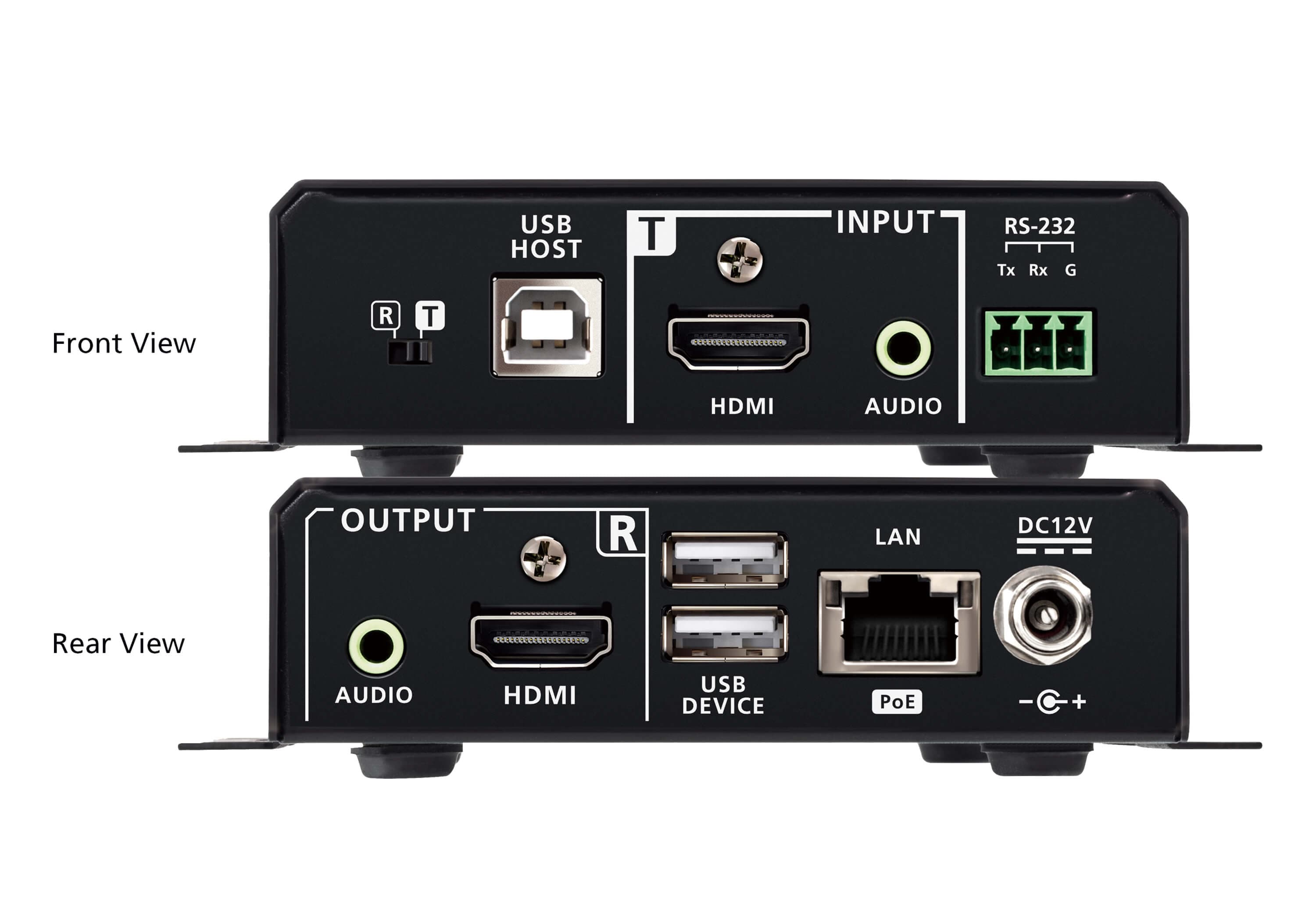 ATEN VE8662 True 4K HDMI H.265 over IP Transceiver with PoE - connector panel view
