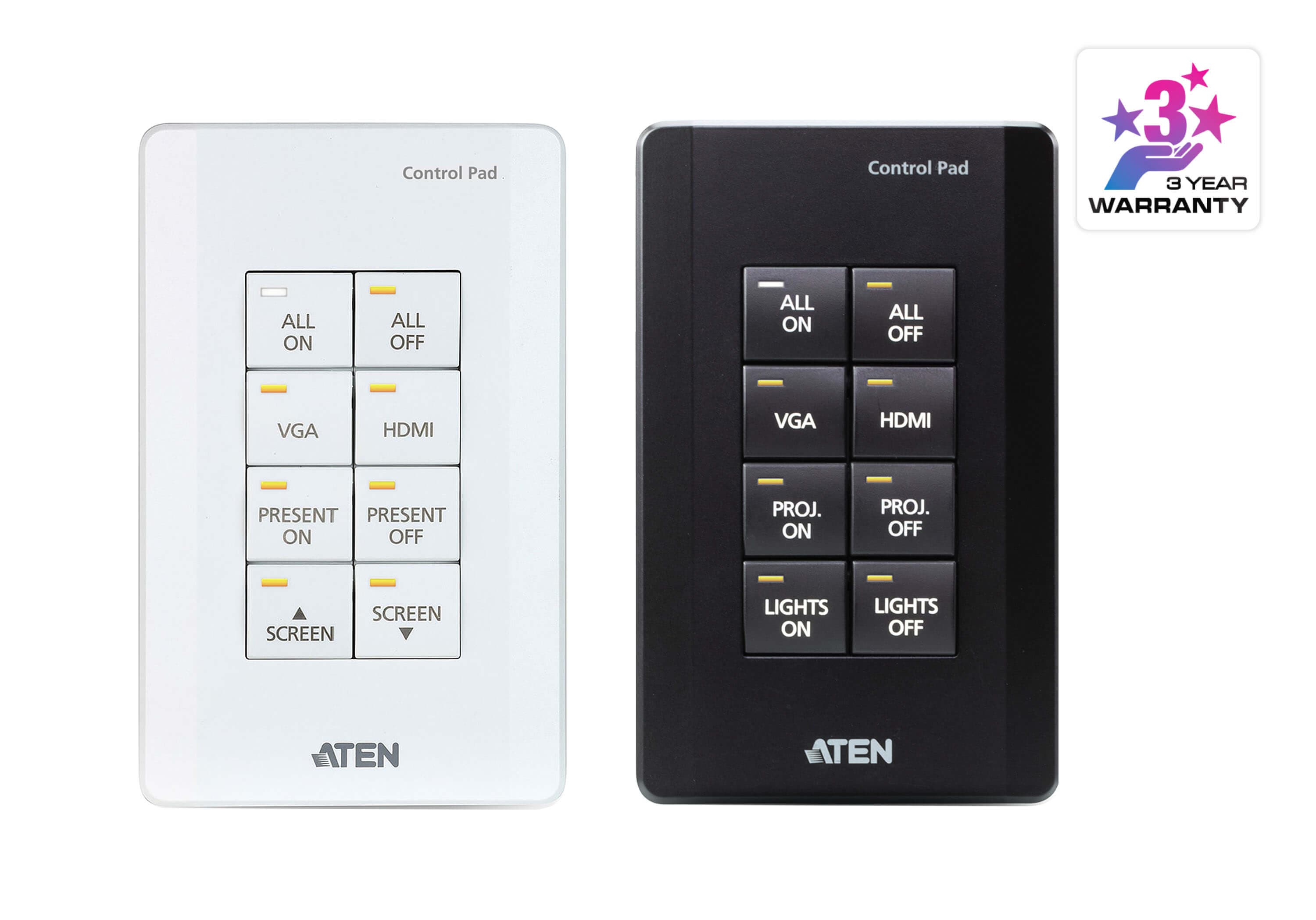 ATEN VK0100 Control System 8-button Control Pad (US, 1 Gang) - angled product view