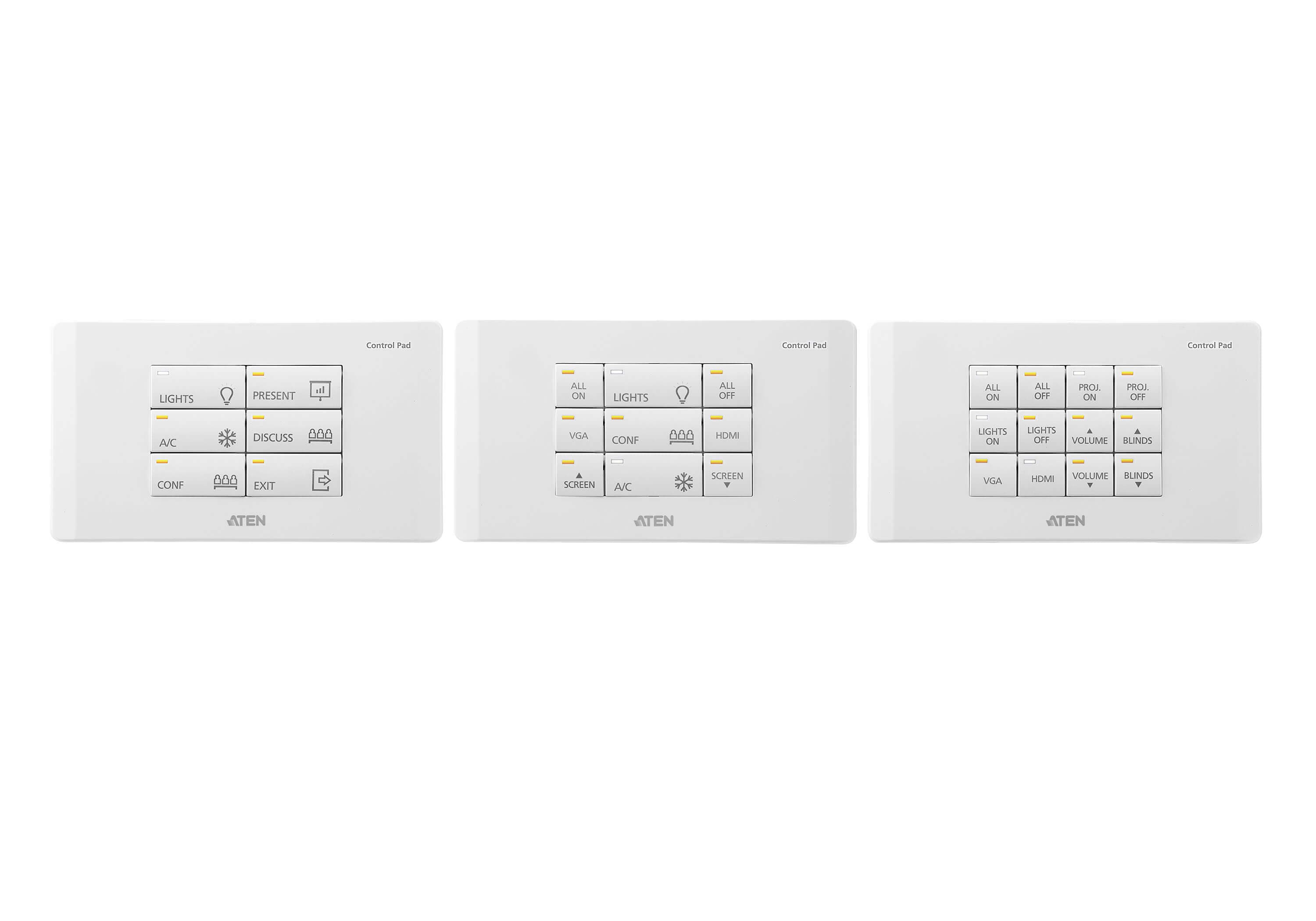 ATEN VK02001 Control System 12-Button Control Pad (EU, 2 Gang, Black) - connector panel view (ATEN publishes only the white VK0200 photo - this SKU is the built-to-order black finish)
