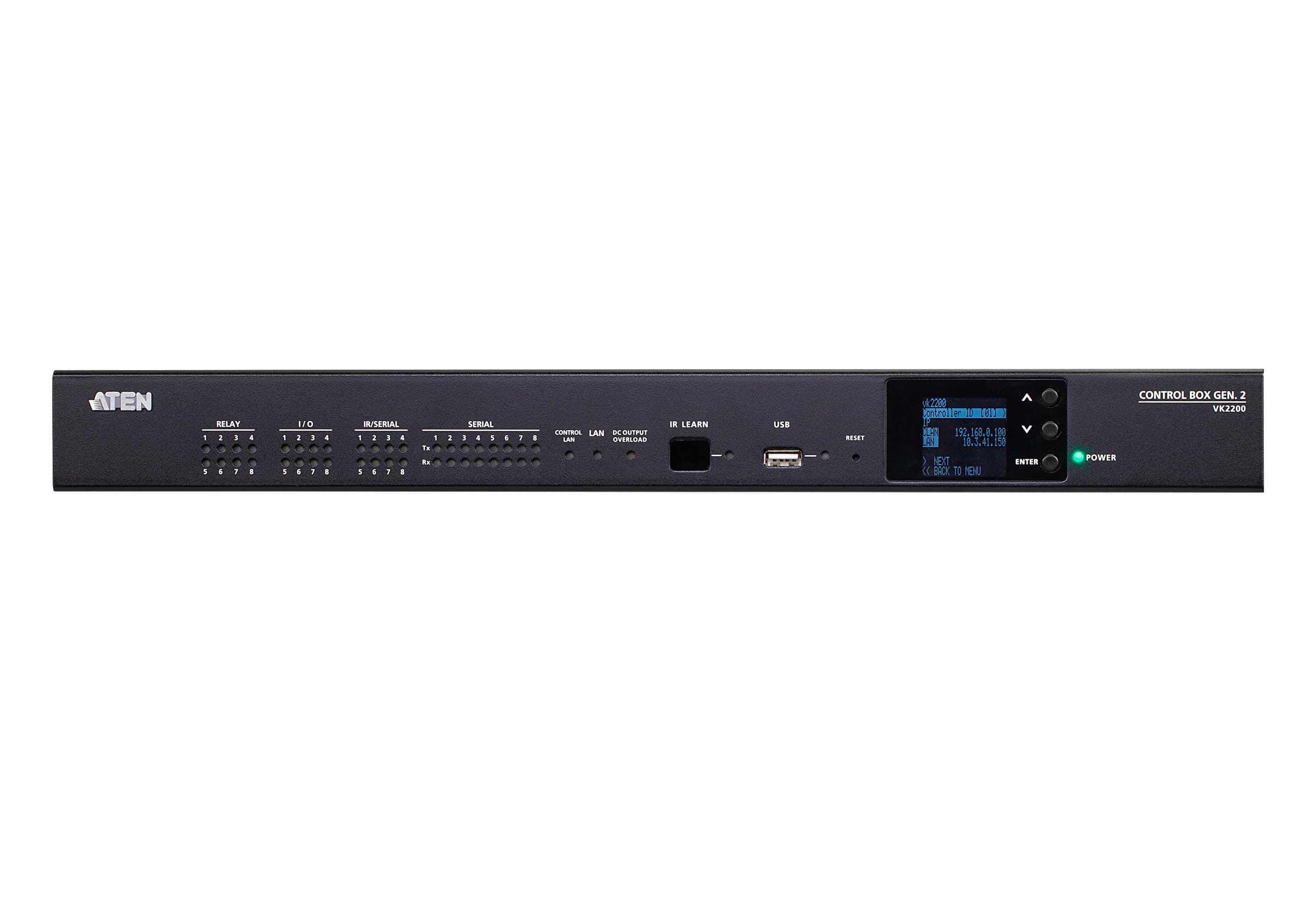 ATEN VK2200 Control System Control Box Gen. 2 with Dual LAN - connector panel view