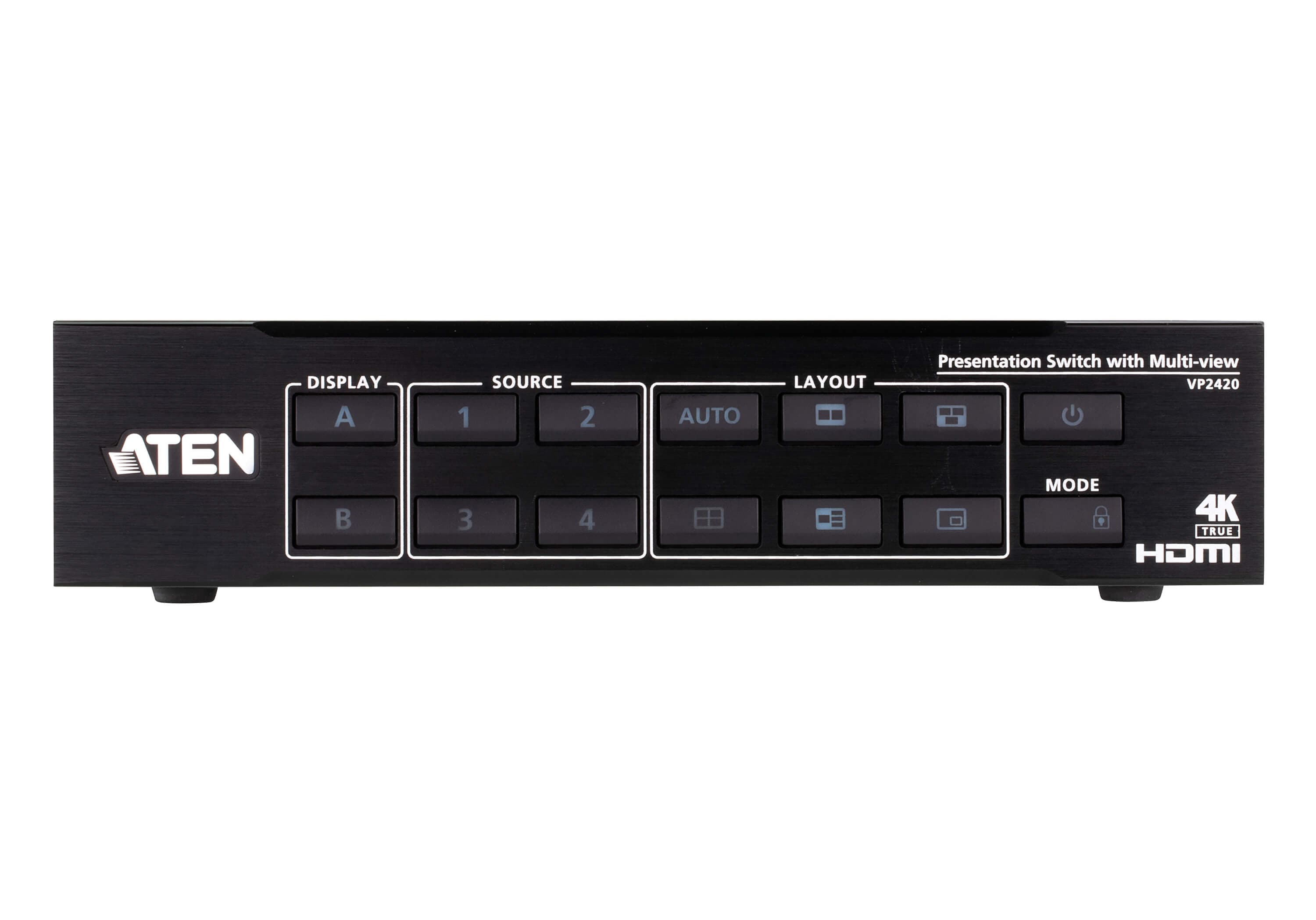 ATEN VP2420 4 x 2 True 4K HDMI Presentation Switch with Multi View - connector panel view
