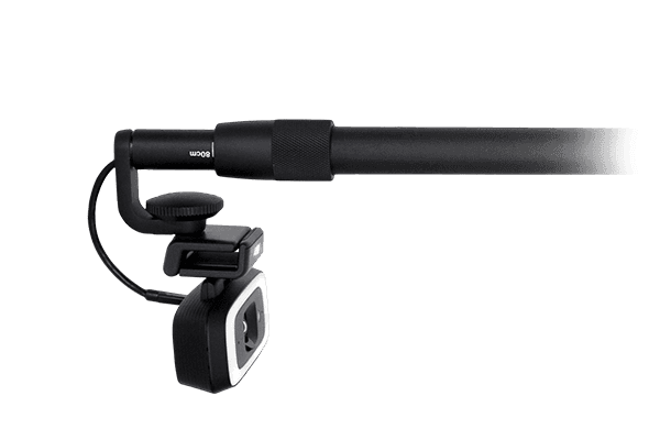 Close view of the AVer CAM130 content camera head on the mount bracket with its cable