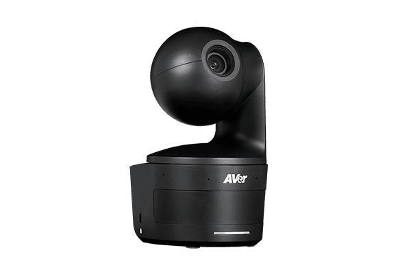 AVer DL10 three-quarter view showing the camera head, arm and AVer-branded base