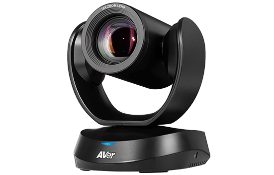 AVer VC520 Pro3 PTZ camera in black, three-quarter view on its base