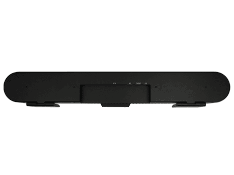 Lumens MS-10S 4K Video Soundbar — rear view showing the recessed connector bay