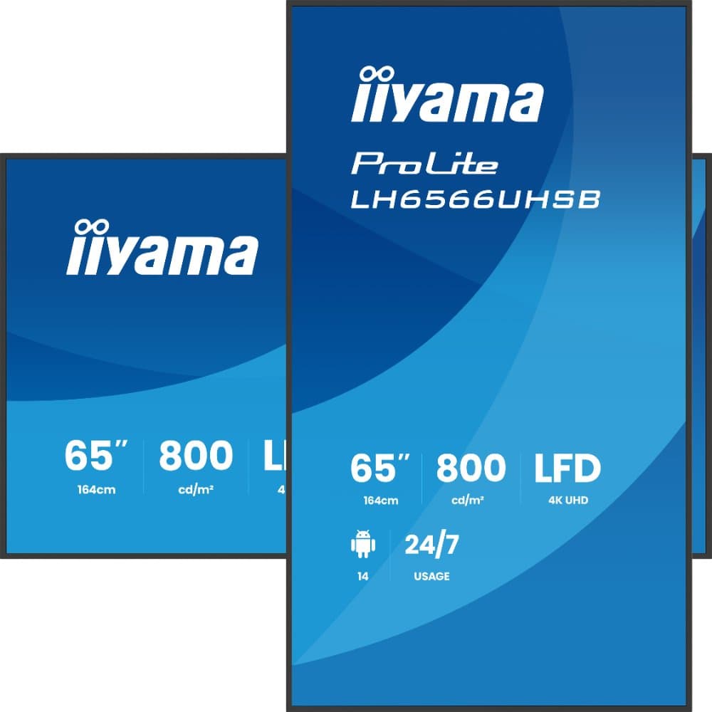 iiyama LH6566UHSB-B1AG 65" 4K UHD Signage Display, 800 cd/m² Vivid-Bright, Android 14 product photo