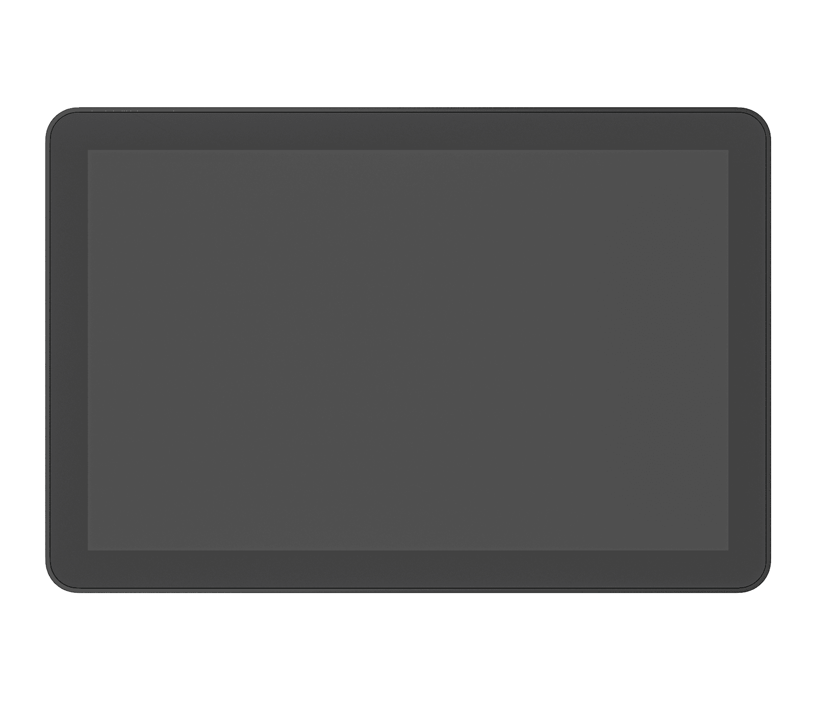 Logitech Tap Scheduler in graphite, straight-on front view of the 10.1 inch screen and bezel