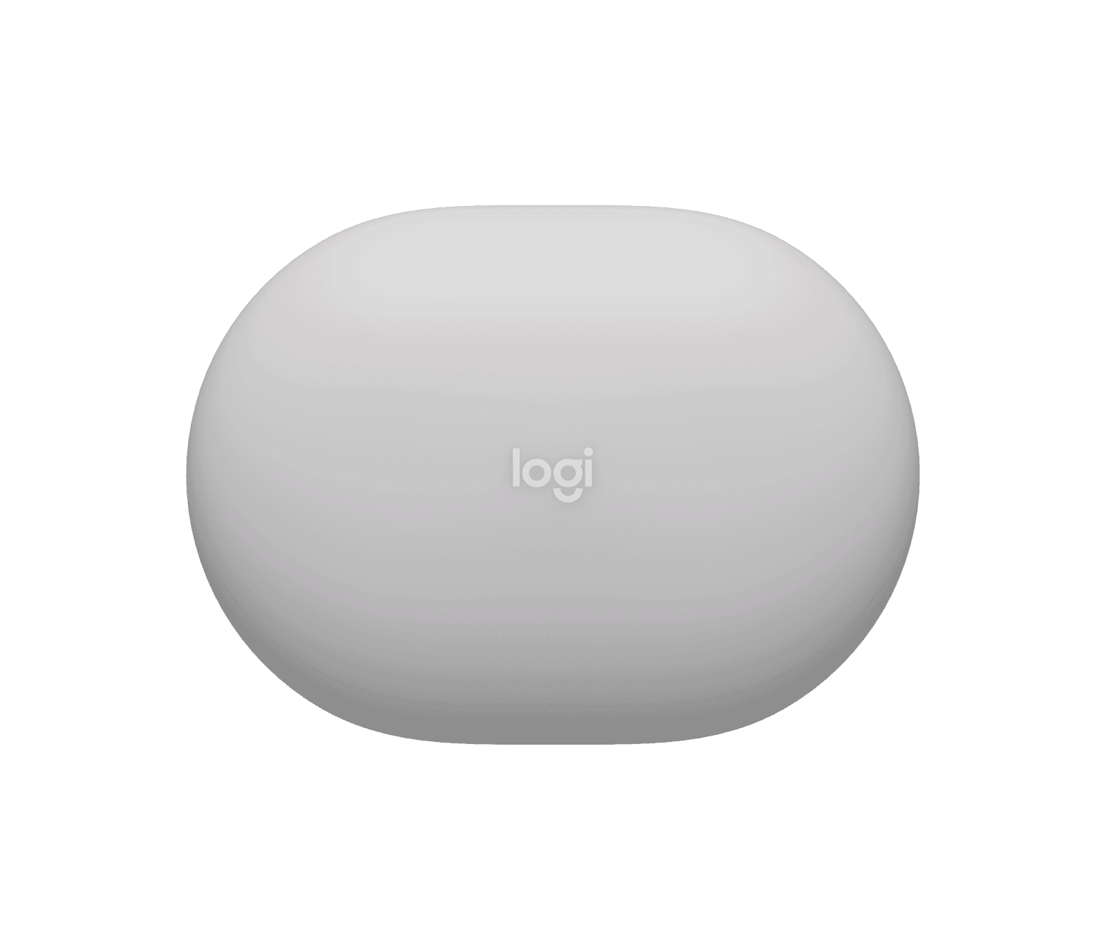 Logitech Spot sensor in white, front view of the smooth rounded cover with the Logi wordmark