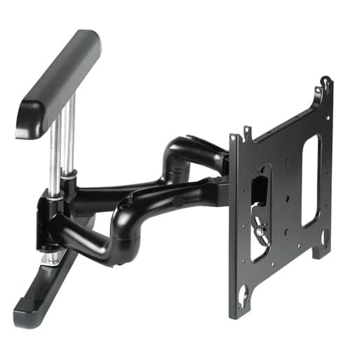 Chief PNRUB large flat panel swing arm wall mount in black with the arm partly extended, showing the wall plate, dual-link arm and universal interface bracket.