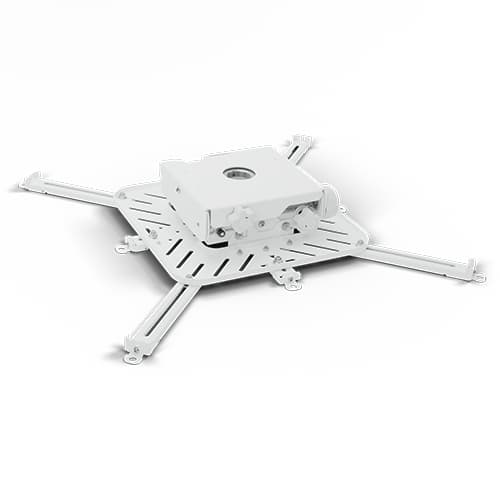 Chief VCTUW extra-large universal tool-free projector mount in white, shown at a three-quarter angle with its four adjustable interface arms extended.