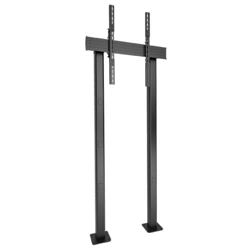 Chief XBM1UP Fusion bolt-down display mount in black: two floor-plated columns with a portrait display interface bracket mounted vertically at the top. Display not included.