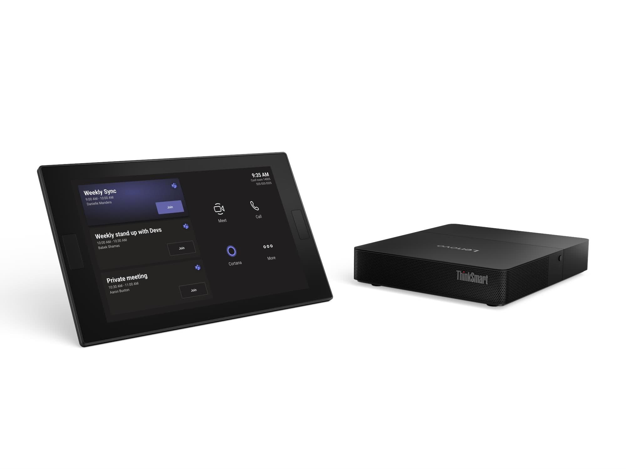 Lenovo ThinkSmart Core Gen 2 for Microsoft Teams Rooms, official Lenovo configuration image showing the compute unit with the ThinkSmart Controller touch console