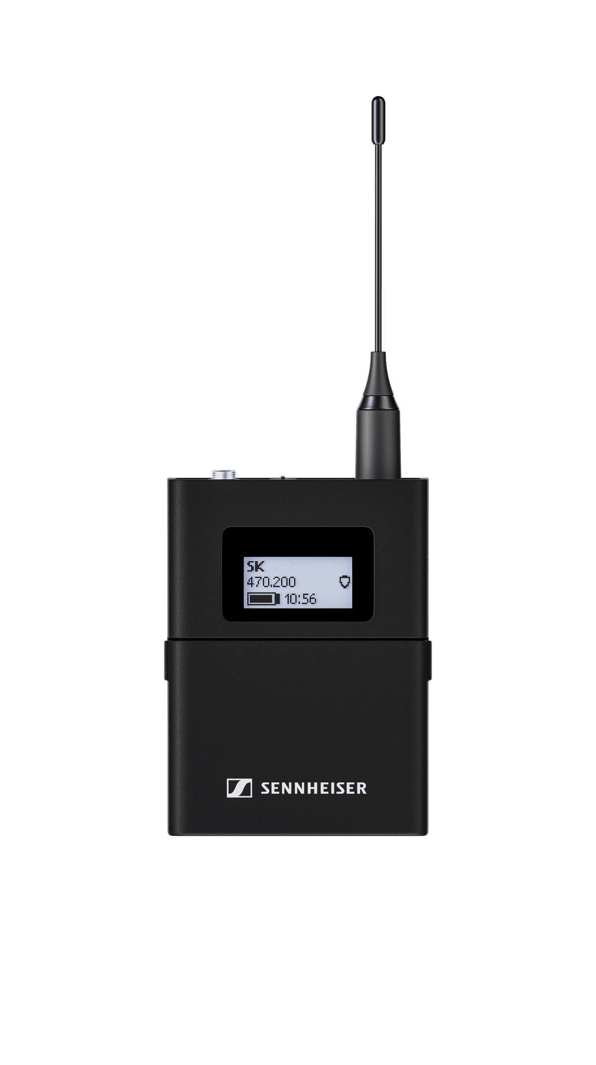 Sennheiser EW-DX SK digital wireless bodypack transmitter, front view. Manufacturer product shot; the housing is identical across all frequency bands, so this is not specific to the Q1-9 variant.