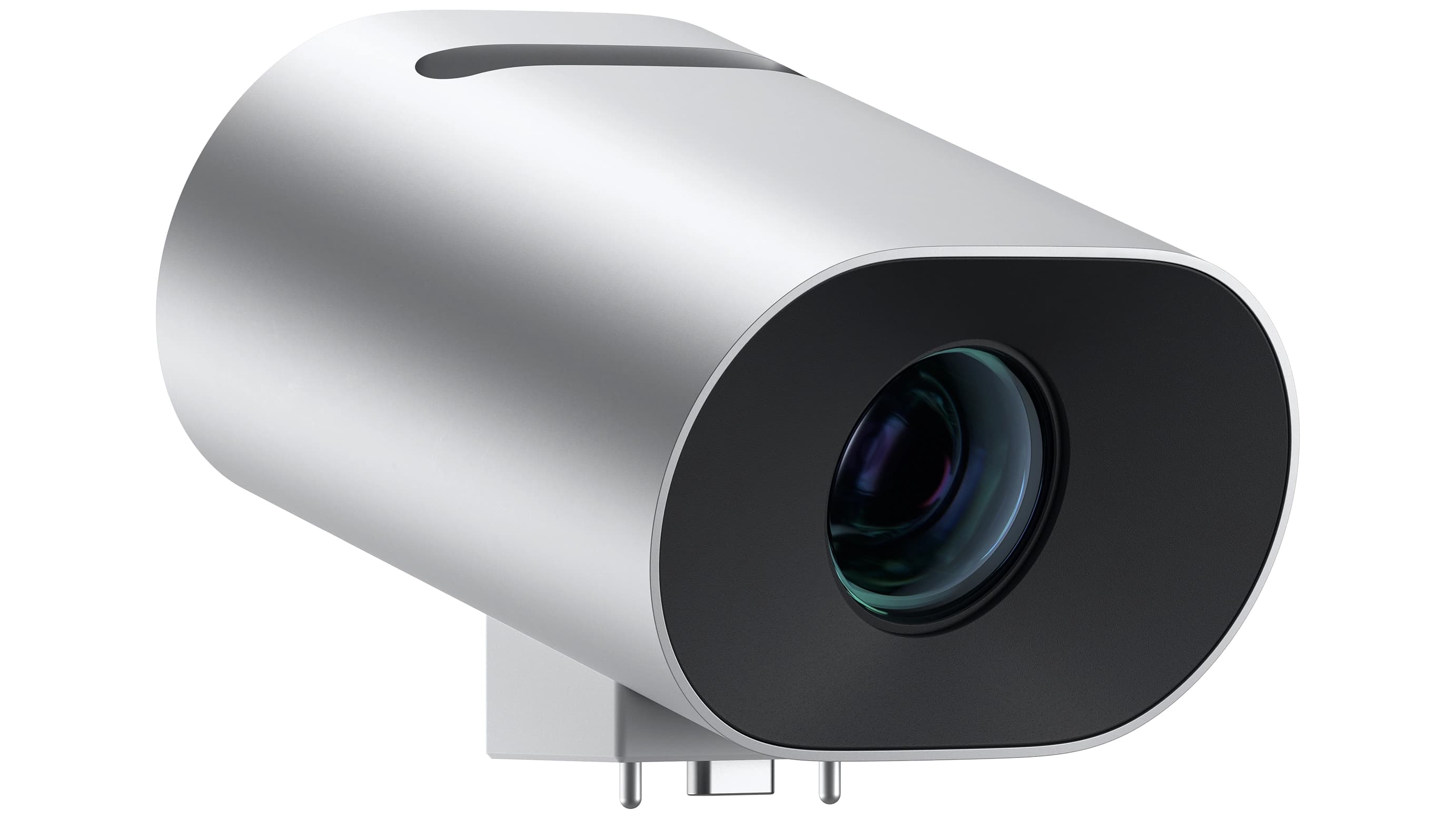 Microsoft Surface Hub Smart Camera, official Microsoft close-up product image of the platinum aluminium camera