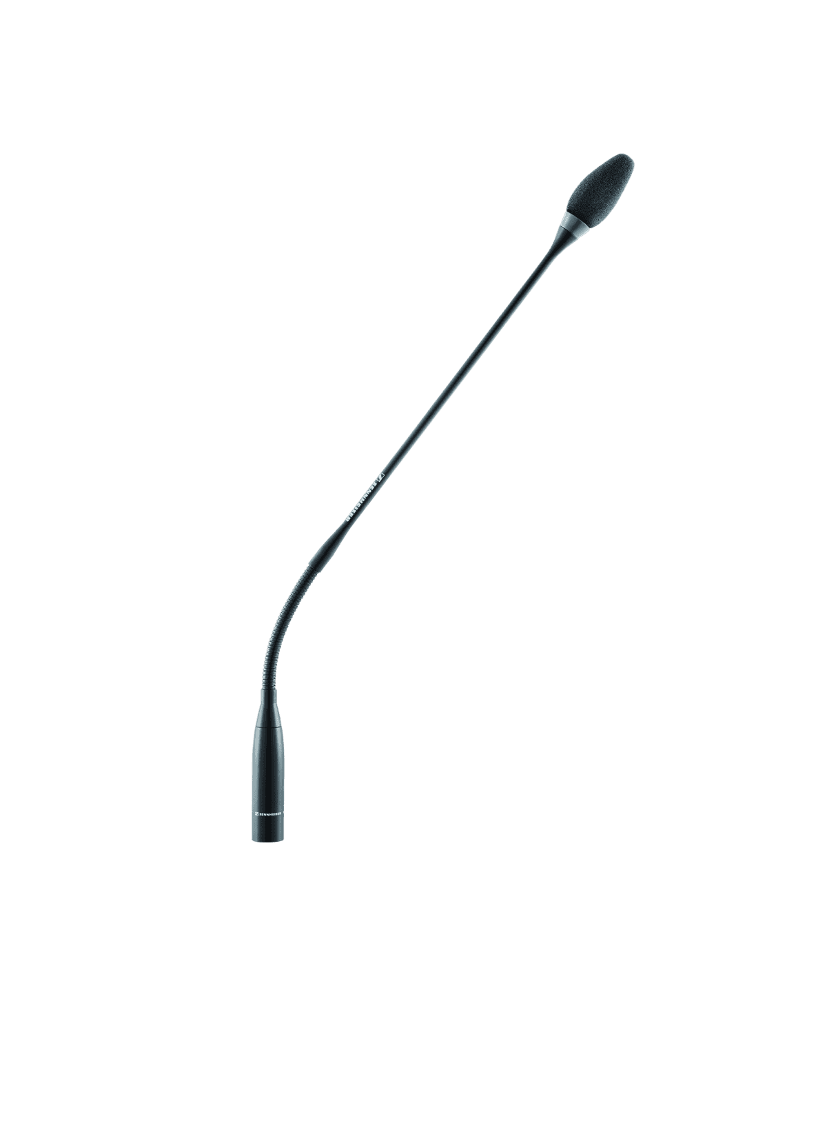 Sennheiser MEG 14-40 B gooseneck microphone in matte black. Manufacturer product shot.