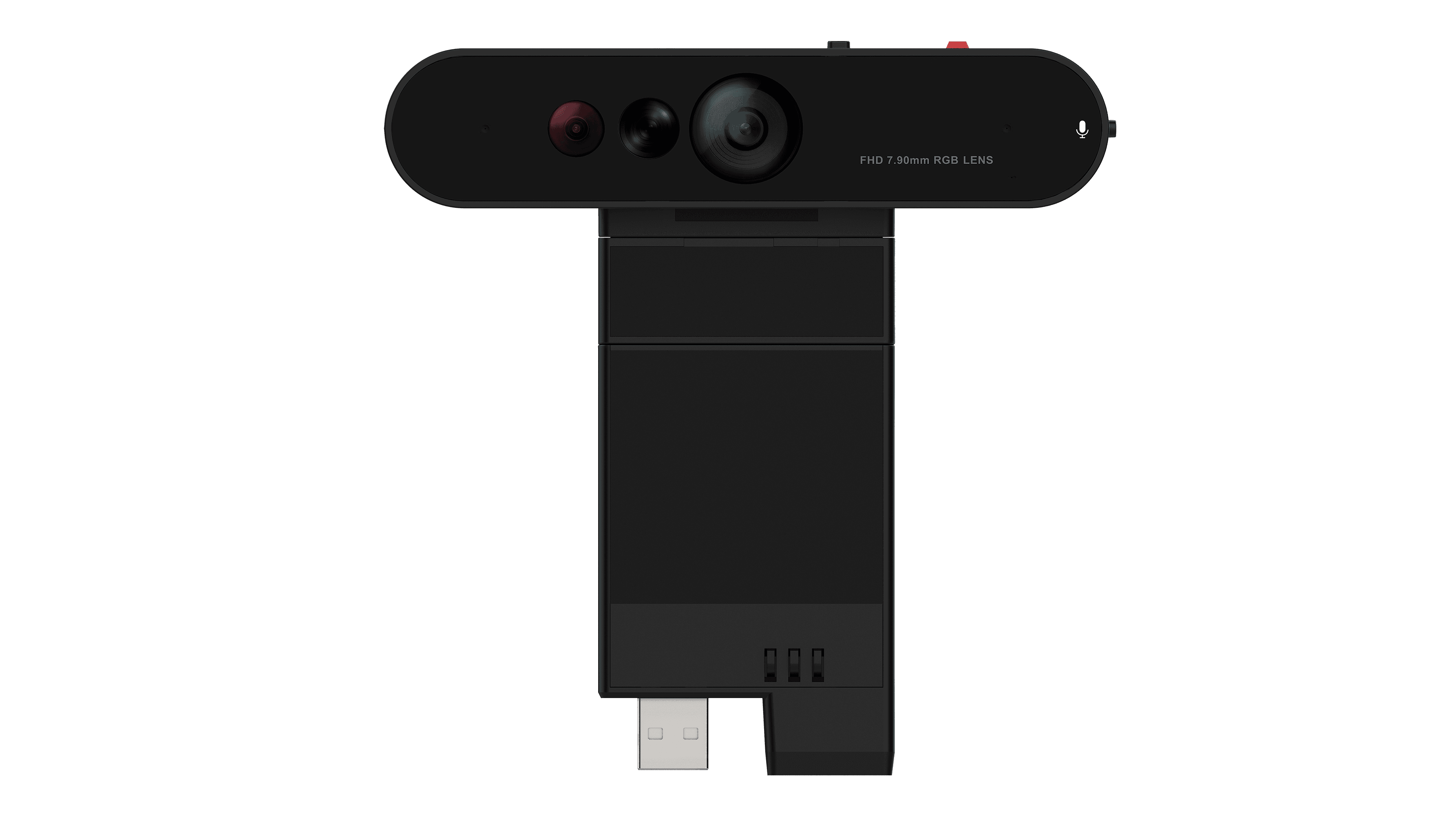 Lenovo ThinkVision MC60 (S) Monitor Webcam, official Lenovo product image of the black webcam head on its short docking arm