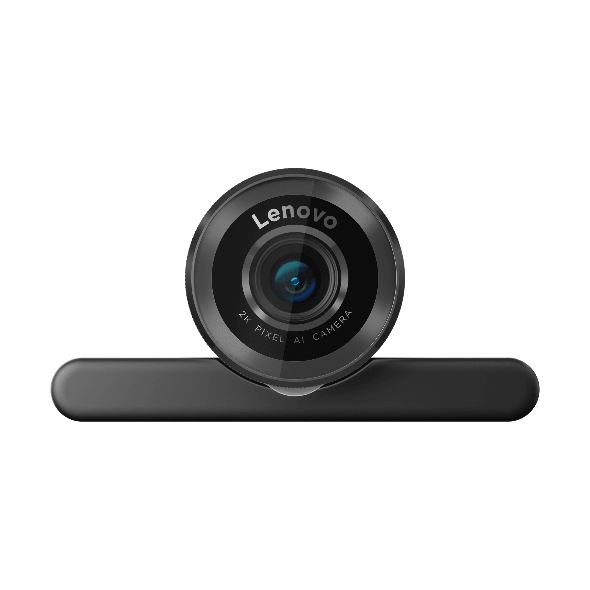 Lenovo QHD Webcam, official Lenovo product image of the black USB-C webcam with "2K PIXEL AI CAMERA" printed on the lens bezel
