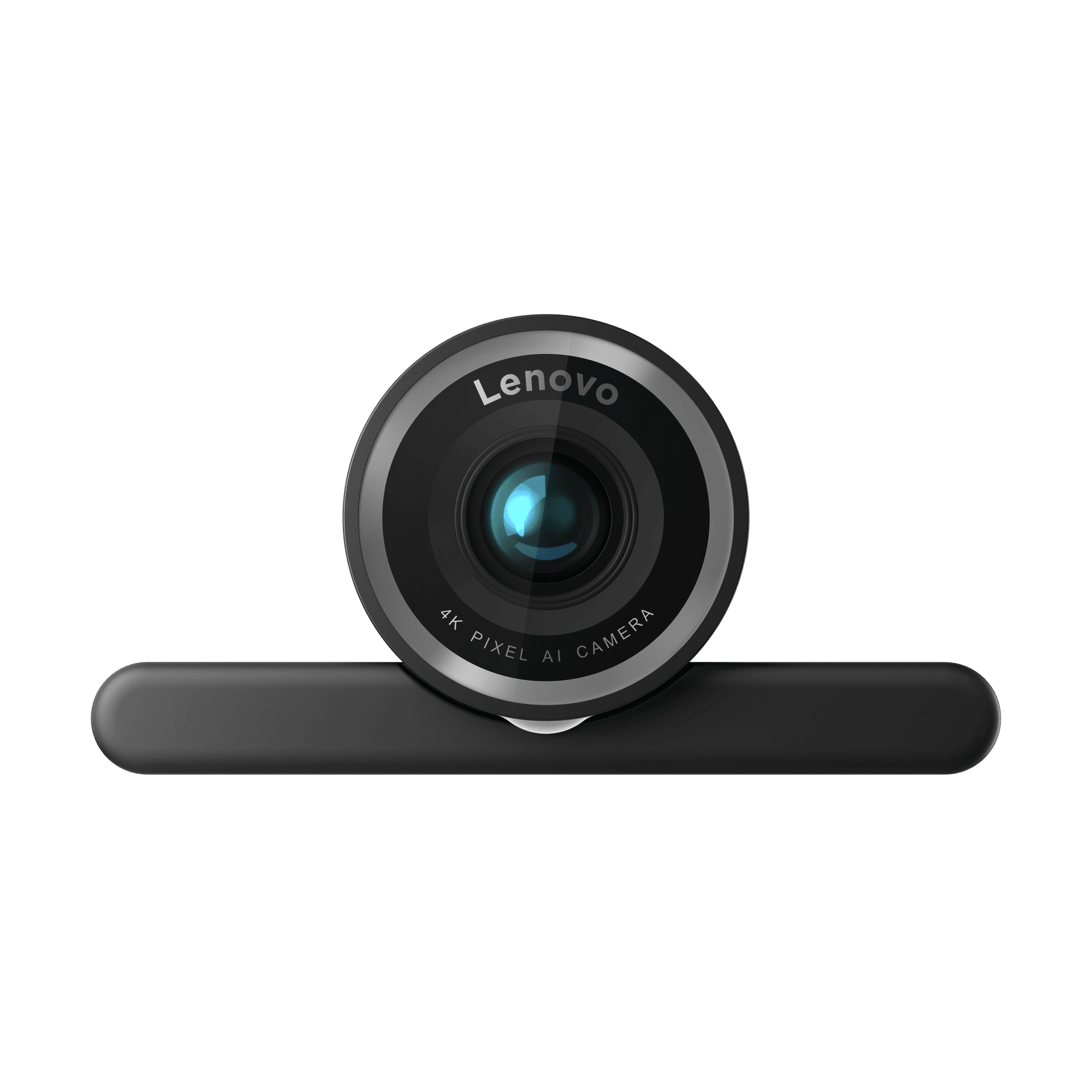 Lenovo 4K Pro Webcam, official Lenovo product image of the black USB-C webcam with "4K PIXEL AI CAMERA" printed on the lens bezel