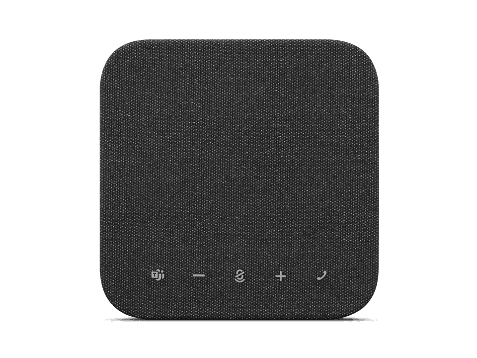 Lenovo Wireless Speakerphone 6000, official Lenovo product image of the square fabric-topped speakerphone with call and volume keys