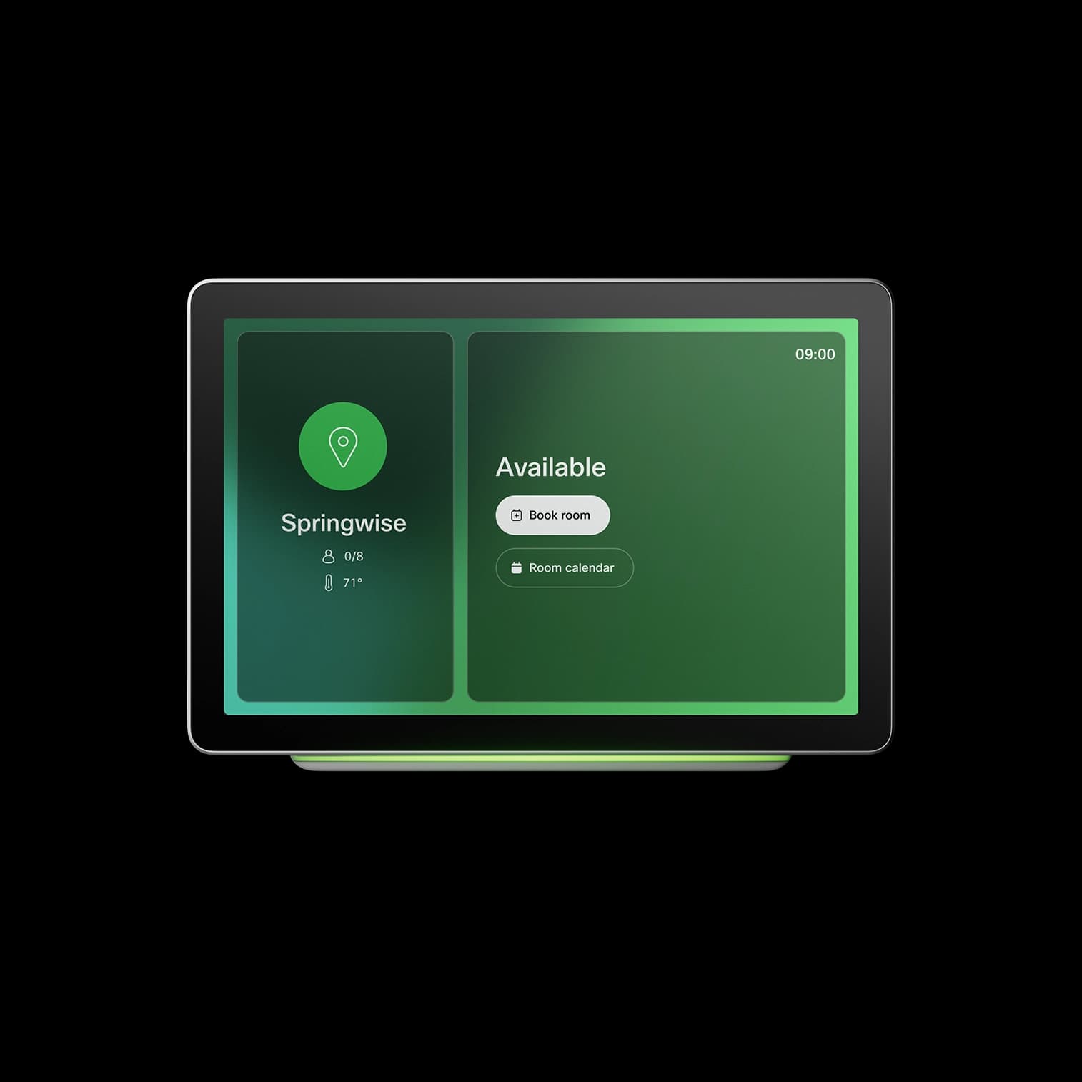 Cisco Room Navigator for Wall in First Light, front view.