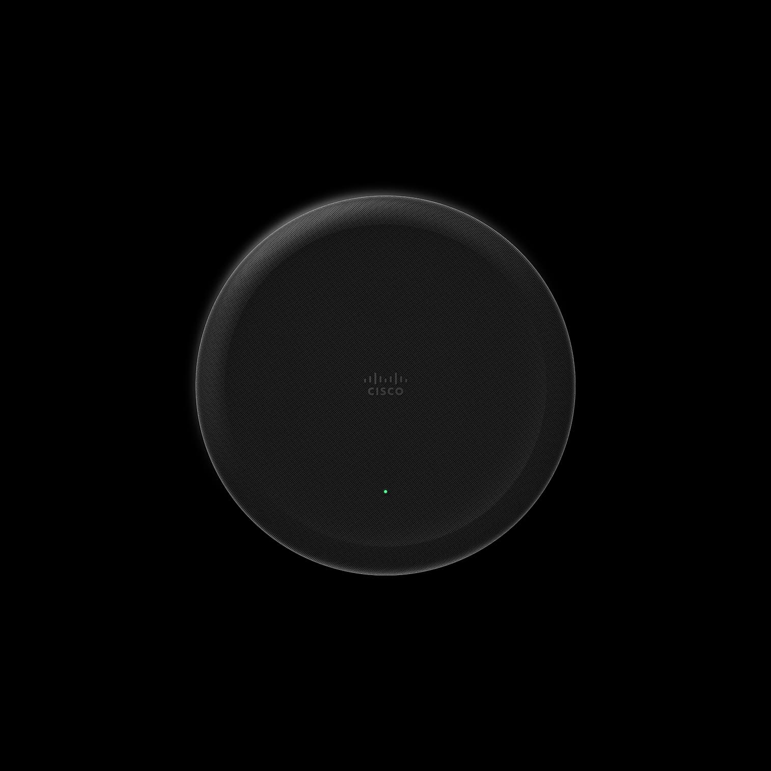 Cisco Ceiling Microphone Pro in Carbon Black, face-on view.