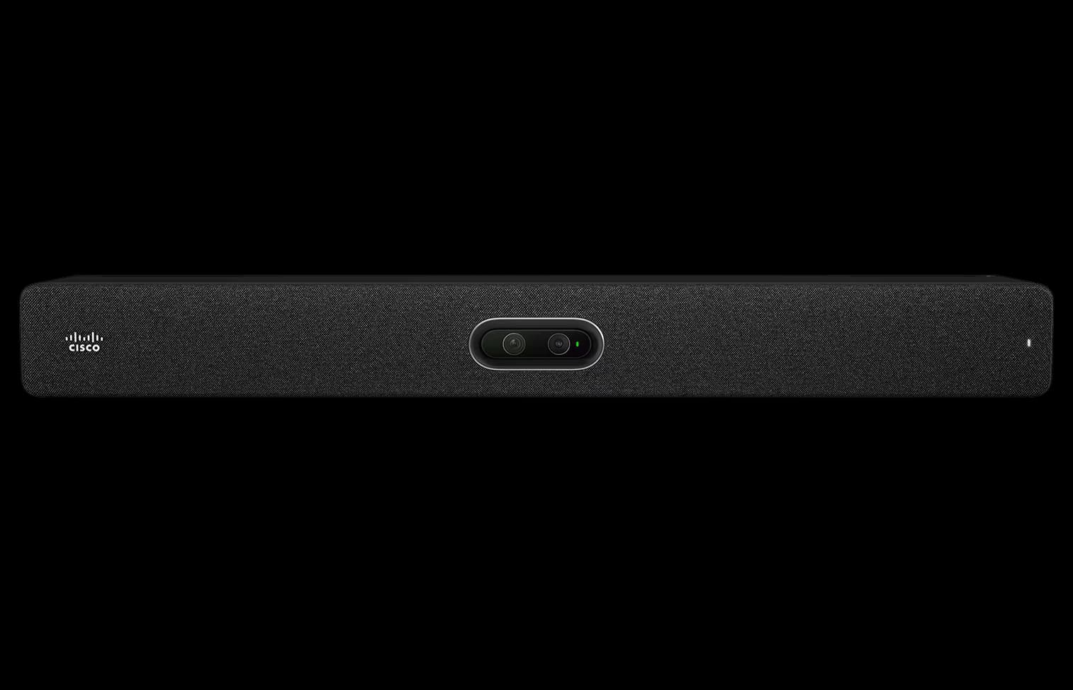 Cisco Room Bar Pro in the Carbon Black finish, front view.
