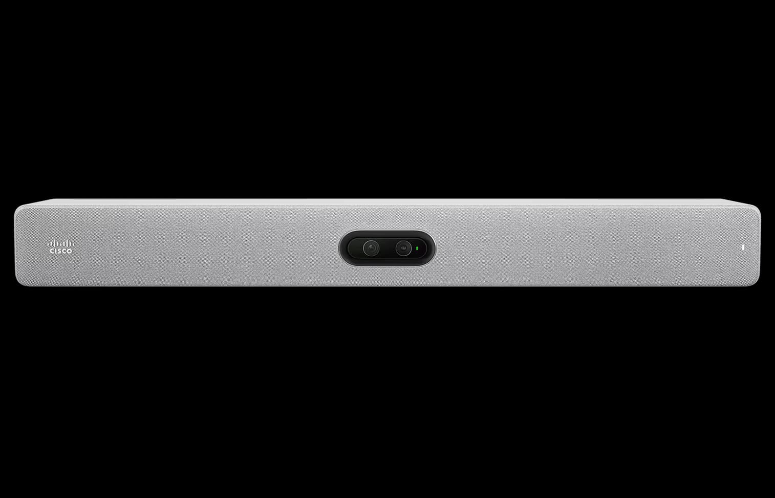 Cisco Room Bar Pro in the First Light (white) finish, front view.