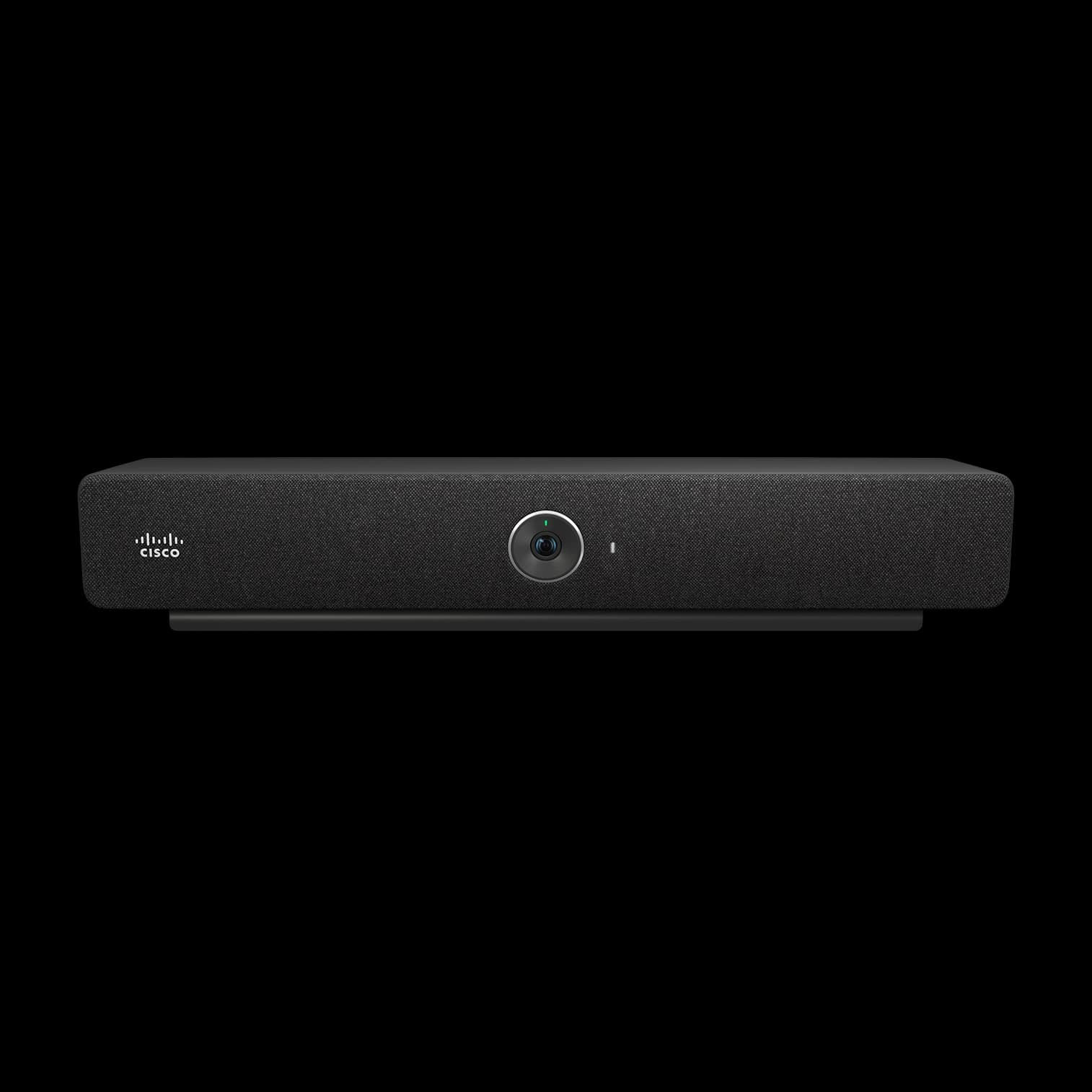Cisco Room Bar in the Carbon Black finish, front view.