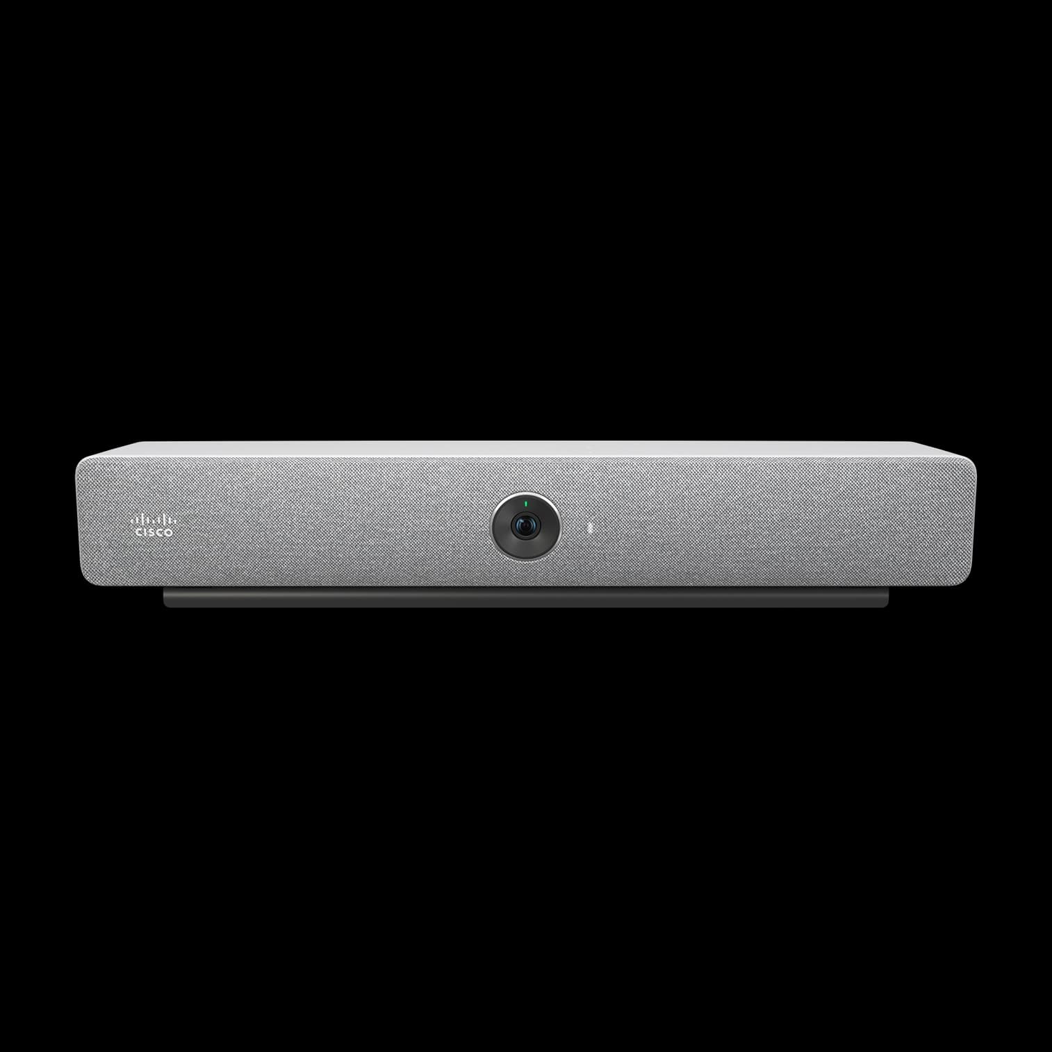 Cisco Room Bar in the First Light (white) finish, front view.
