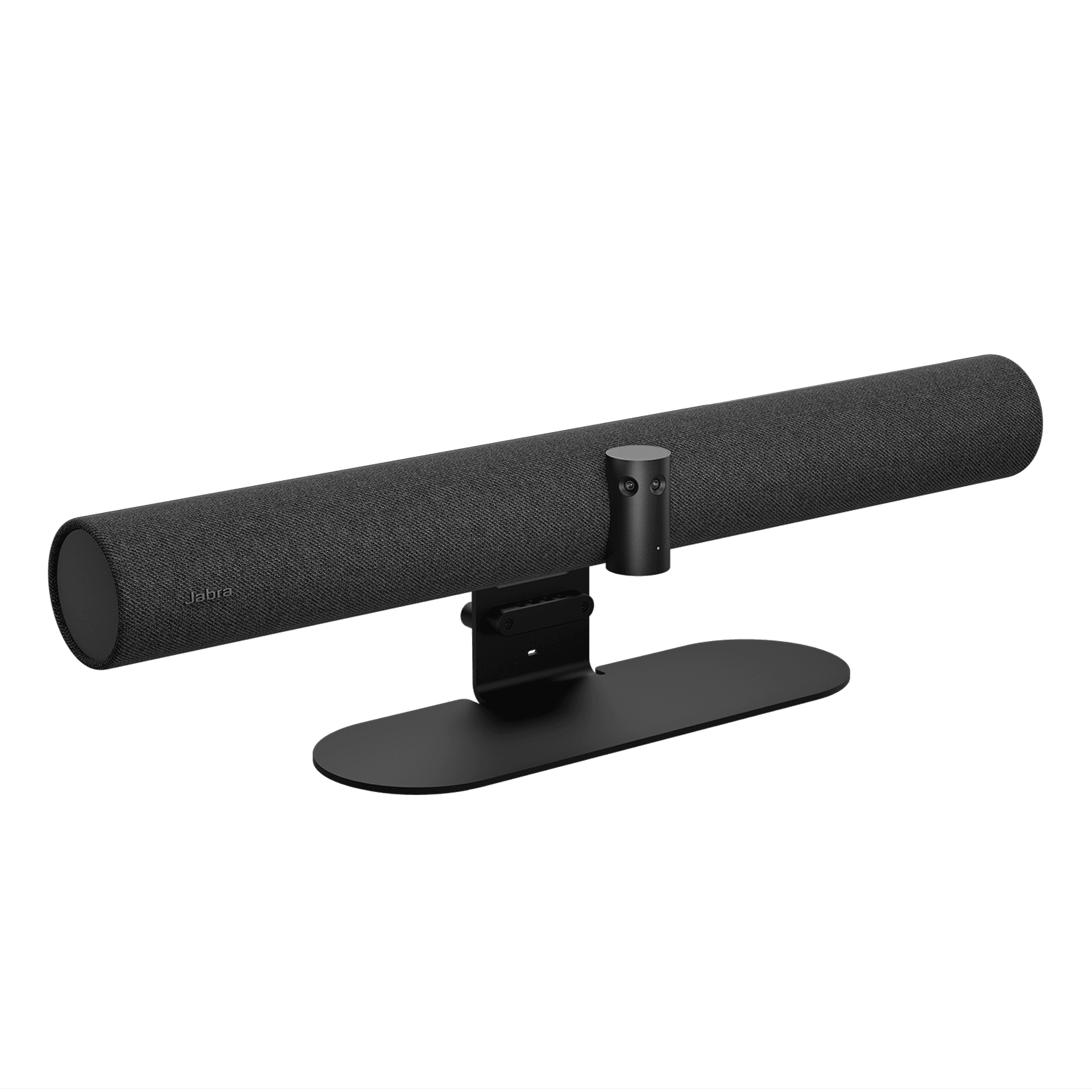 Jabra PanaCast 50 video bar in black, front view. Manufacturer product shot.