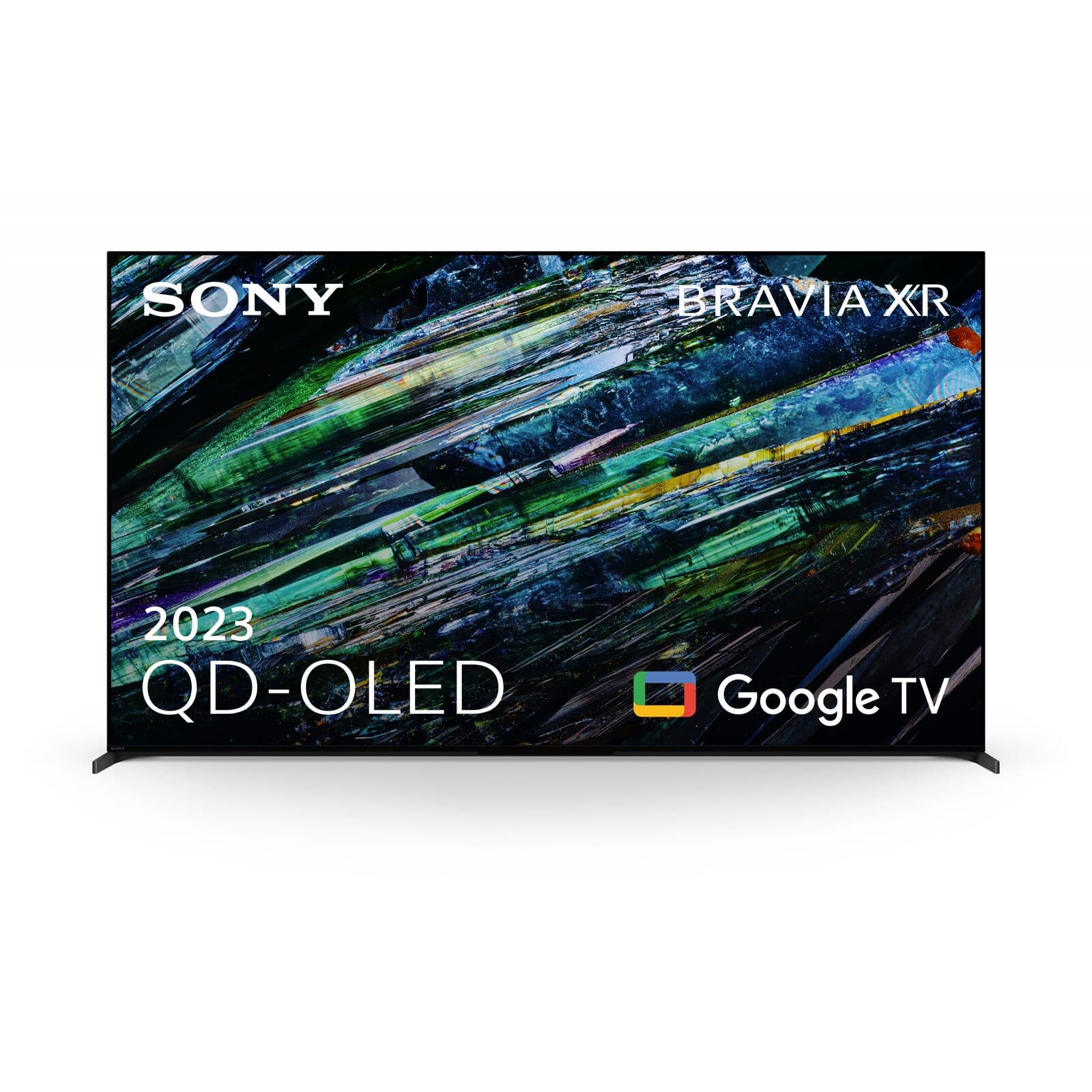 Sony FWD-77A95L 77-inch BRAVIA A95L QD-OLED professional display — front view on stand.