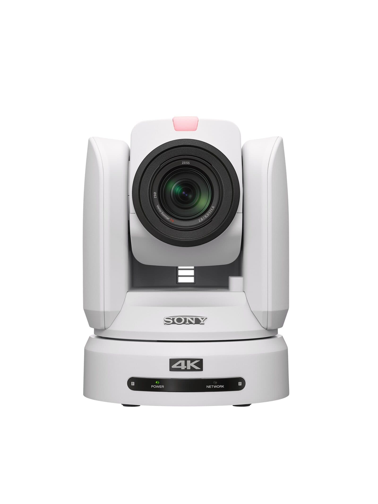 Sony BRC-X1000 4K PTZ camera (white) — front three-quarter.