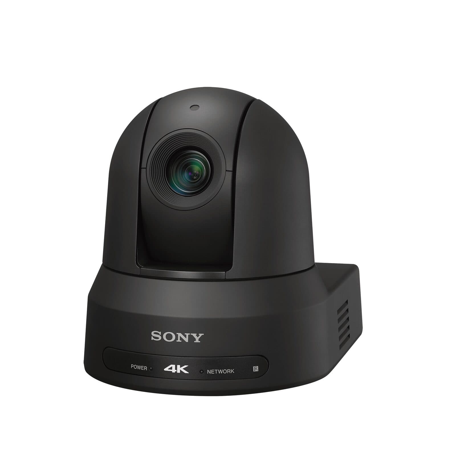 Sony BRC-X400 4K PTZ camera (black) — front three-quarter.
