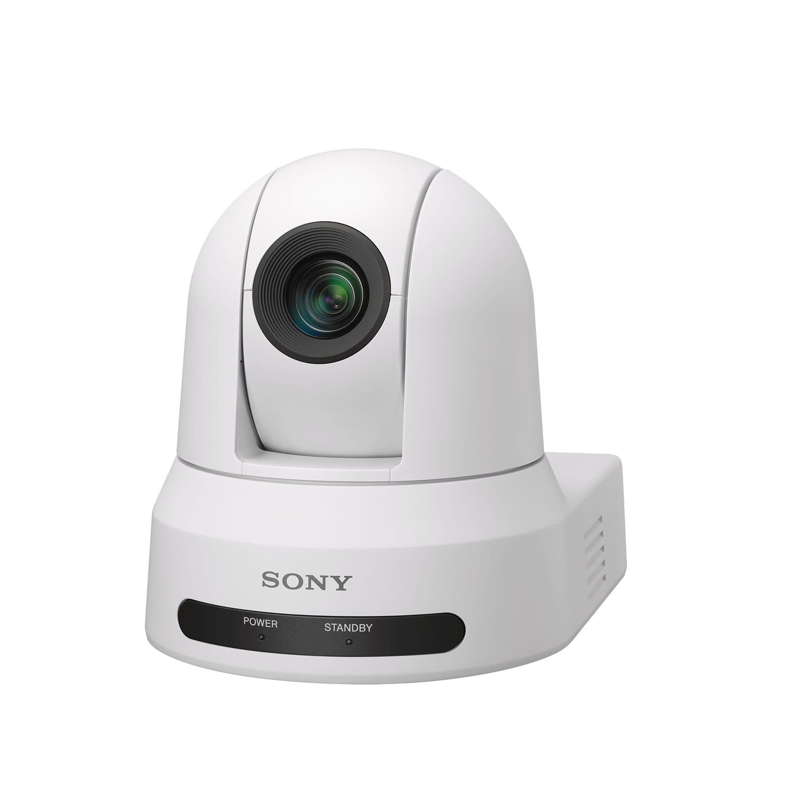 Sony SRG-X40UH 4K PTZ camera (white) — front three-quarter.