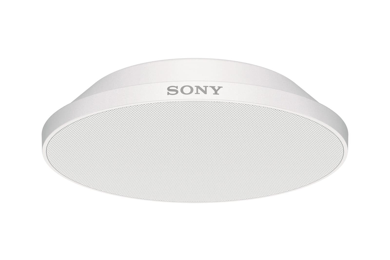 Sony MAS-A100 beamforming ceiling microphone — three-quarter view.