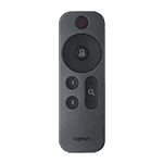 Logitech Rally Camera remote control handset, front view of the button layout