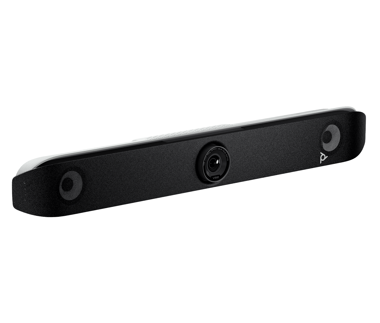 Poly Studio V52 USB video bar, front view — HP publishes one Studio V52 photograph across its configurations; the mains lead and radio option that distinguish this part number are not visible.