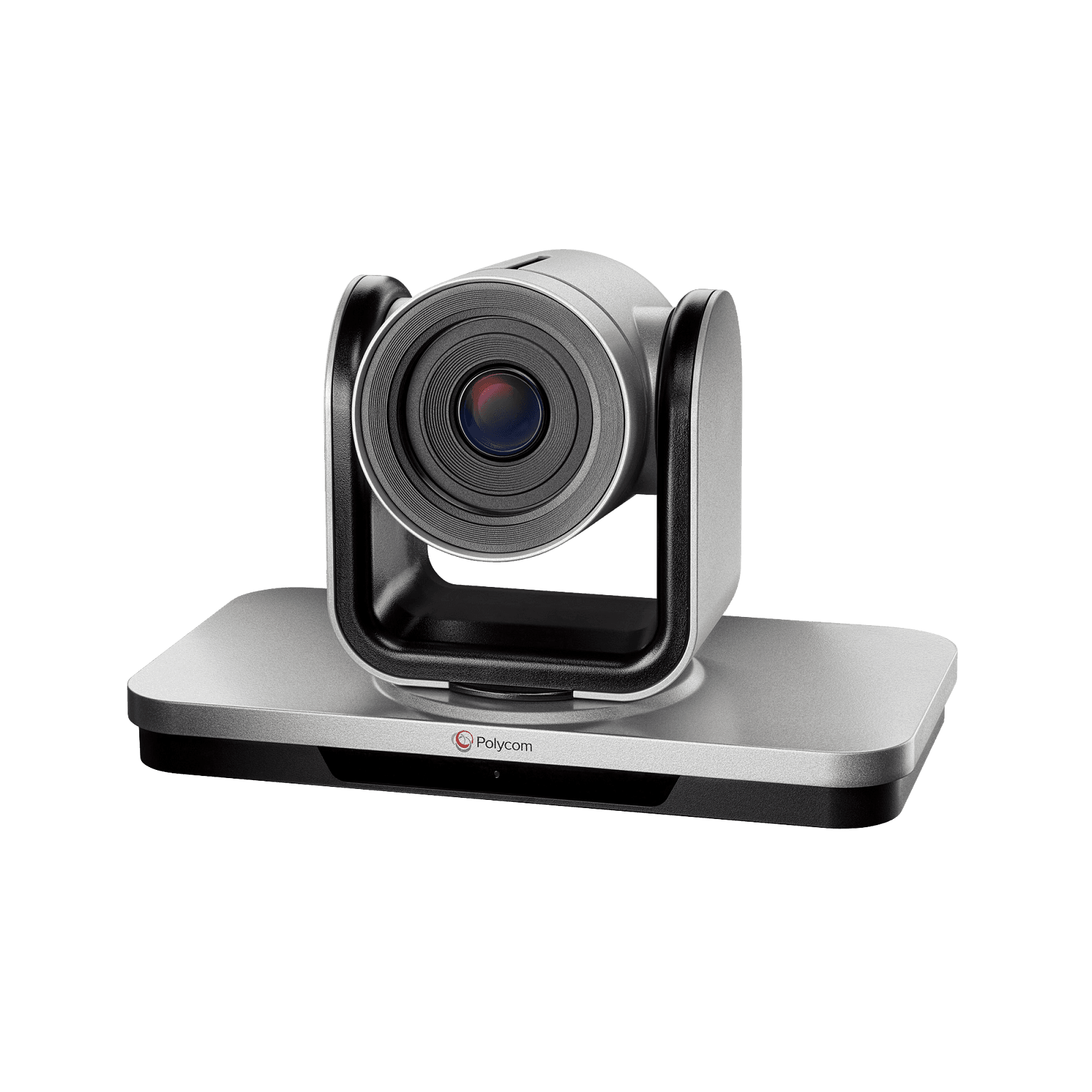 Poly EagleEye IV 12x pan-tilt-zoom conference camera on its base, front view