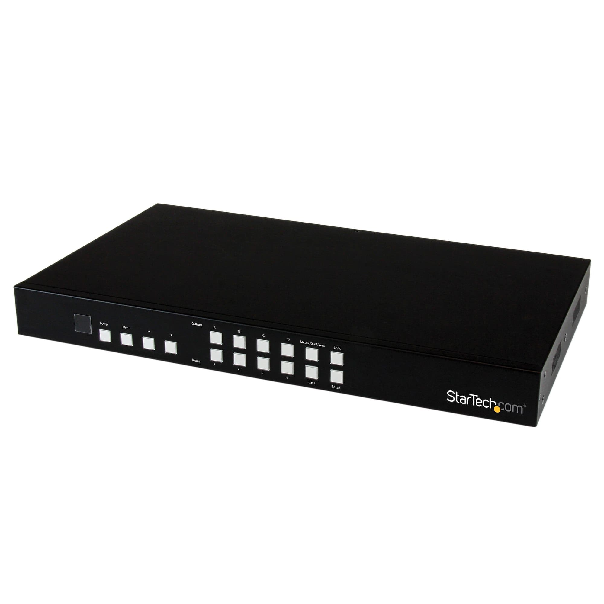 StarTech.com VS424HDPIP 4x4 HDMI matrix switch with picture-and-picture, front view of the black chassis